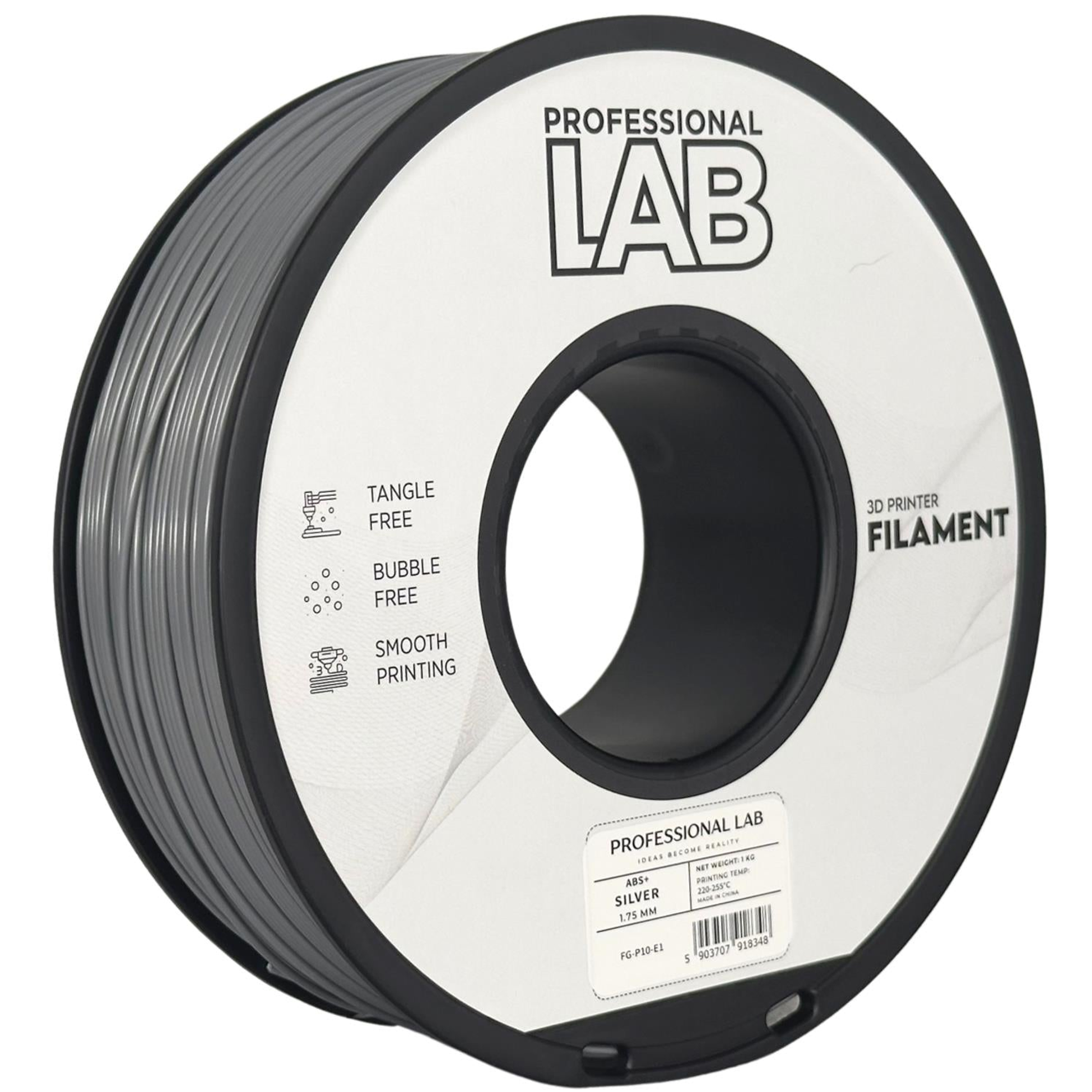 ABS+ Silber Filament Spule, Prof. Lab, 1,75 mm