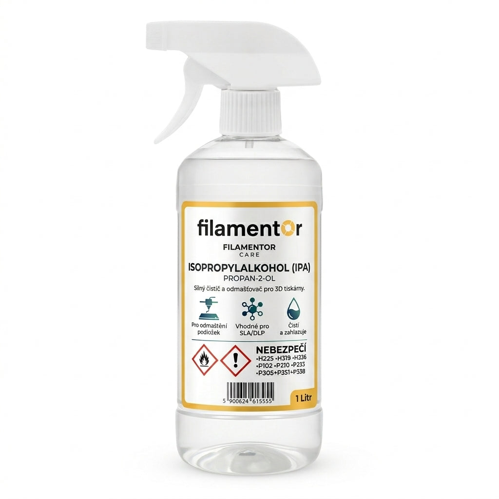 Sprühflasche Isopropylalkohol IPA 99,9 % Filamentor Care, 1 Liter, Reiniger und Entfetter für 3D Drucker