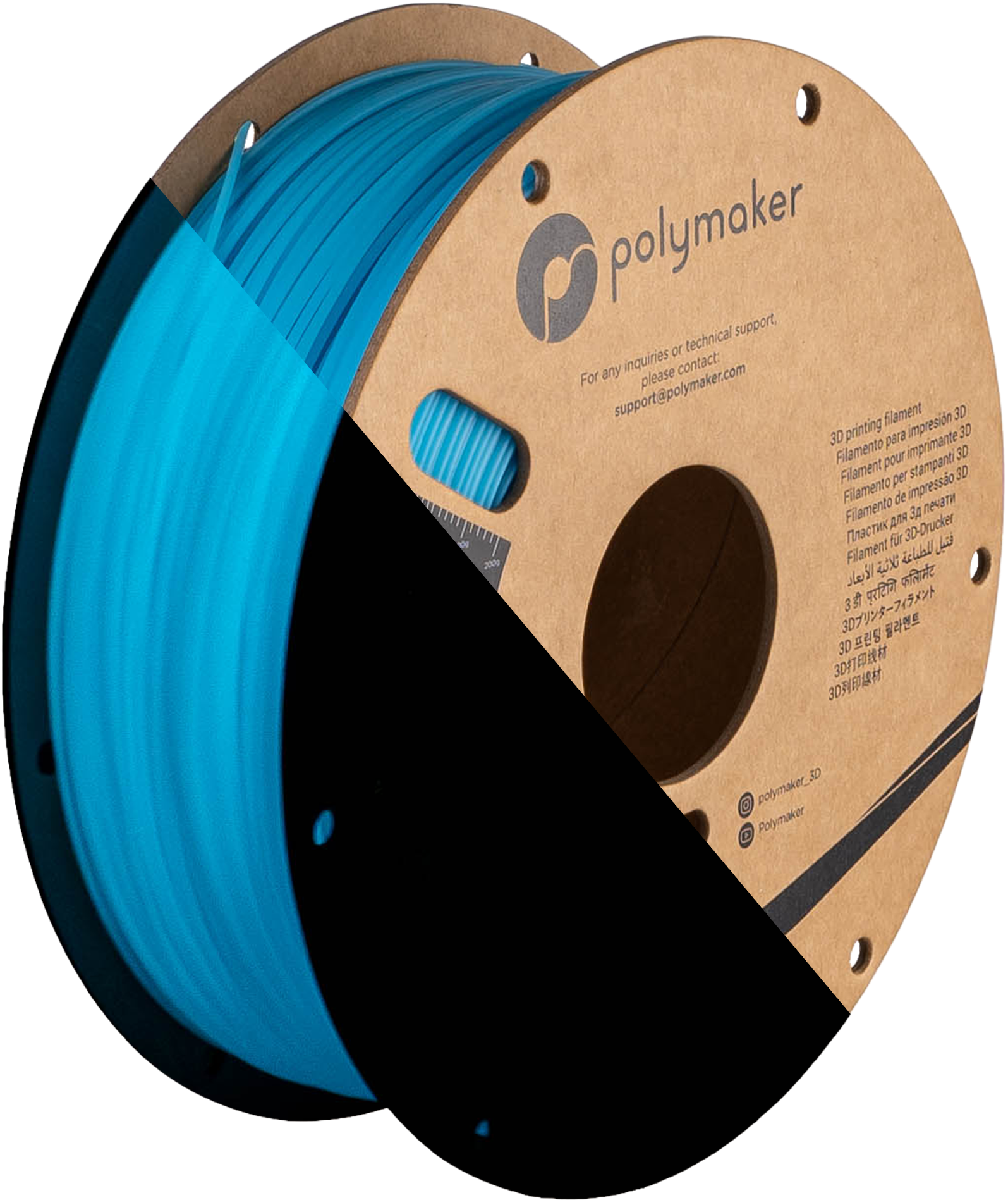 PLA leuchtend blau Filament Spule, Polymaker, 1,75 mm