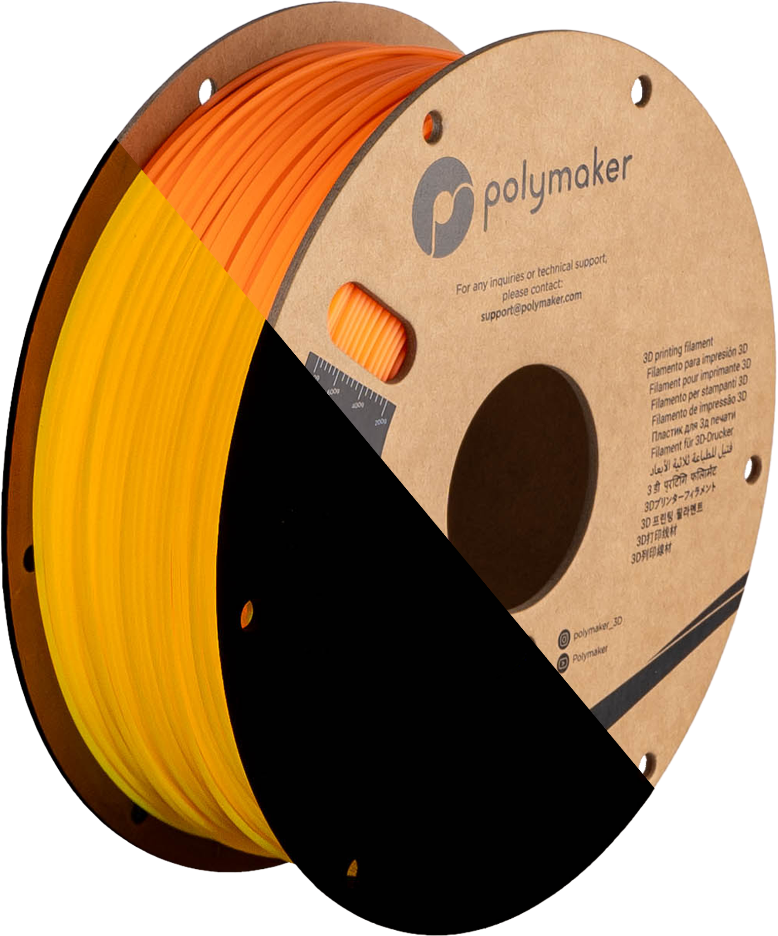 PLA Orange leuchtend Filament Spule, Polymaker, 1,75 mm