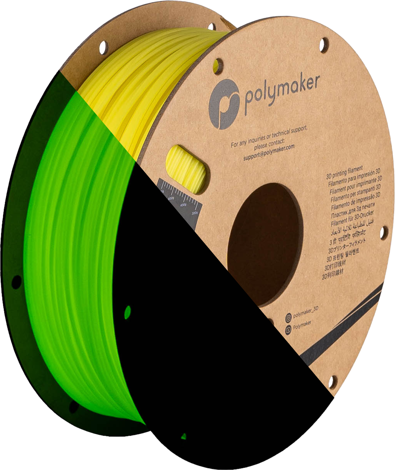PLA leuchtgelb Filament Spule, Polymaker, 1,75 mm