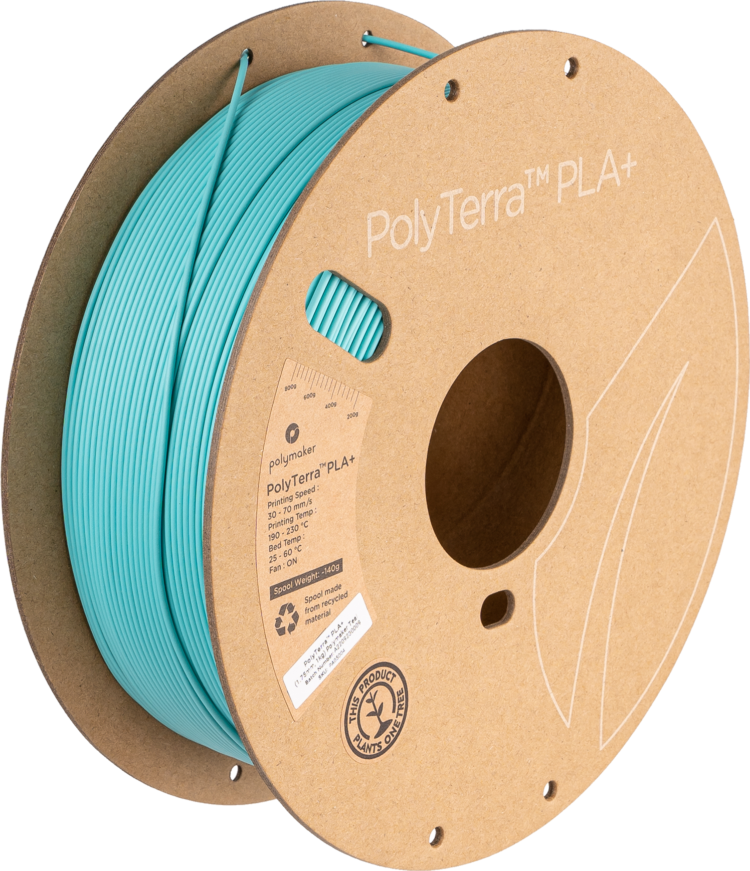 PLA+ Satin Türkis Filament Spule, Polymaker, 1,75 mm