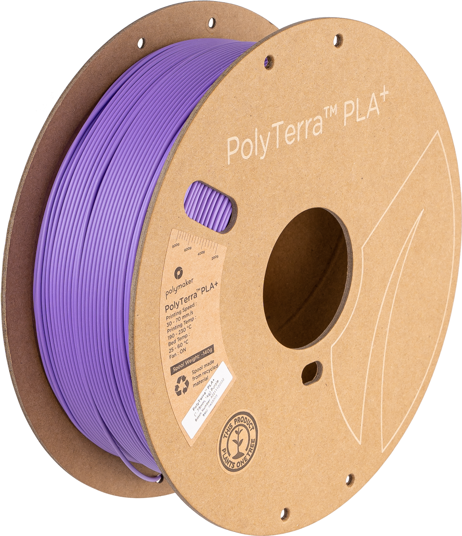 PLA+ Satin Violett Filament Spule, Polymaker, 1,75 mm