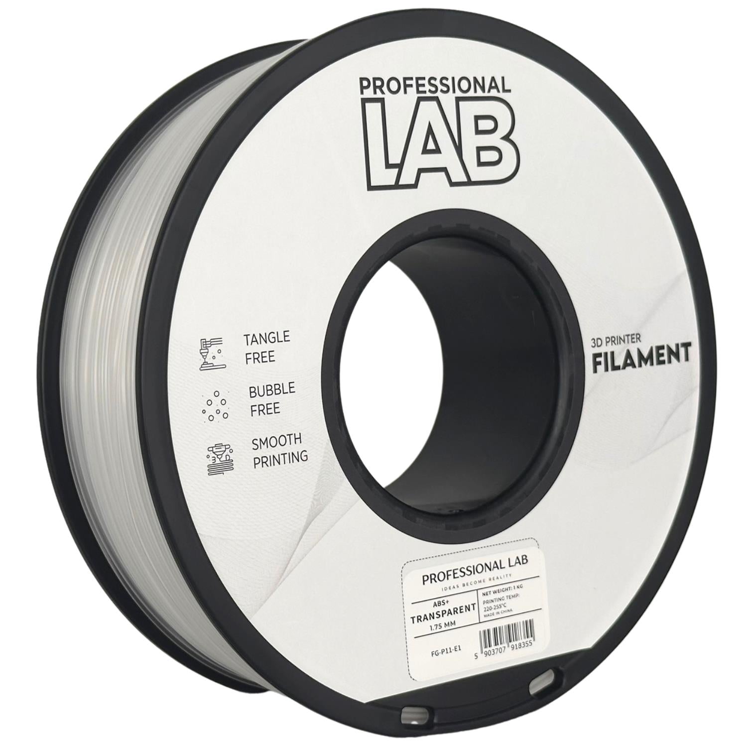 ABS+ transparent Filament Spule, Prof. Lab, 1,75 mm