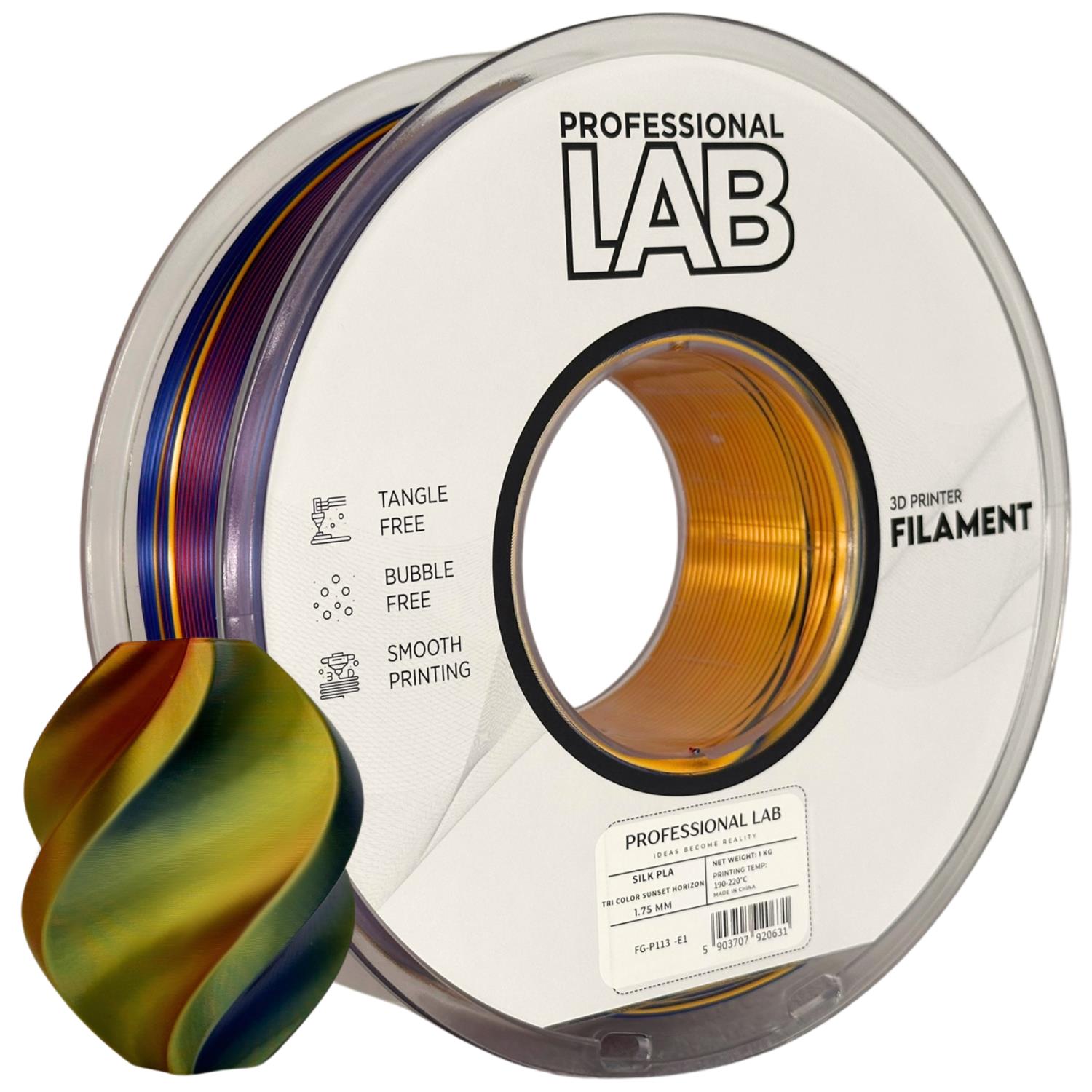 Silk PLA Tri Color Sunset Horizon Filament Spule, Prof. Lab, 1,75 mm