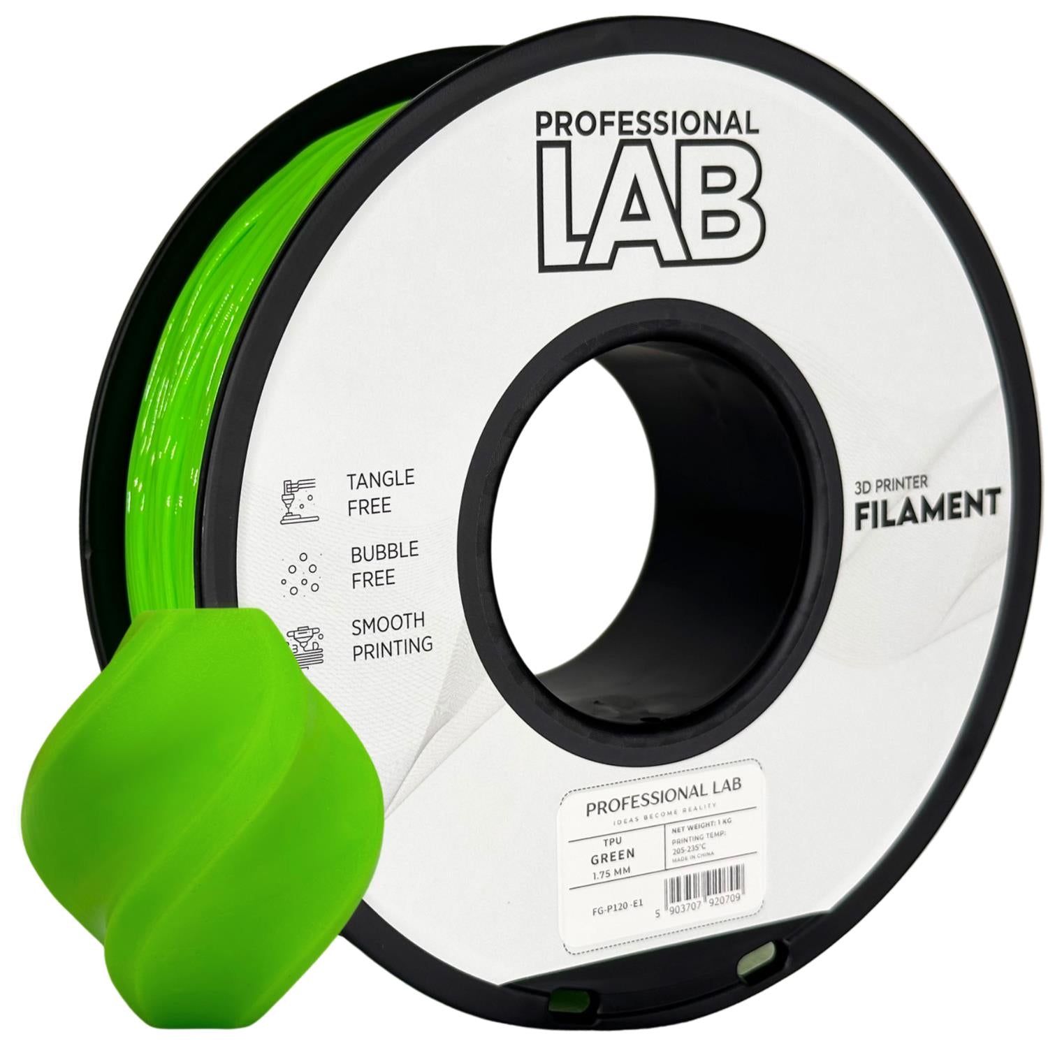 Grünes TPU-Filament Spule, Prof. Lab, 1,75 mm