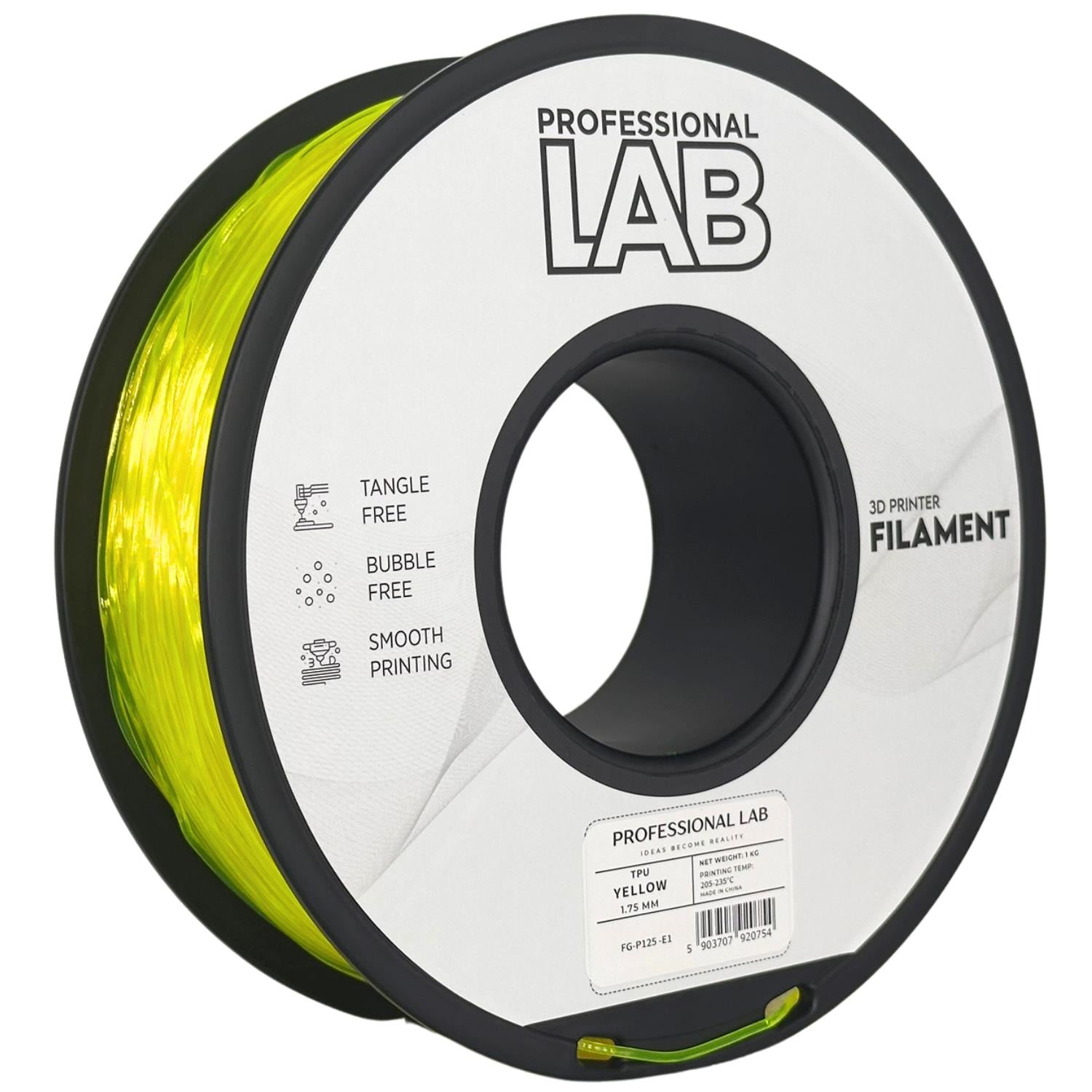 Gelbes TPU-Filament Spule, Prof. Lab, 1,75 mm