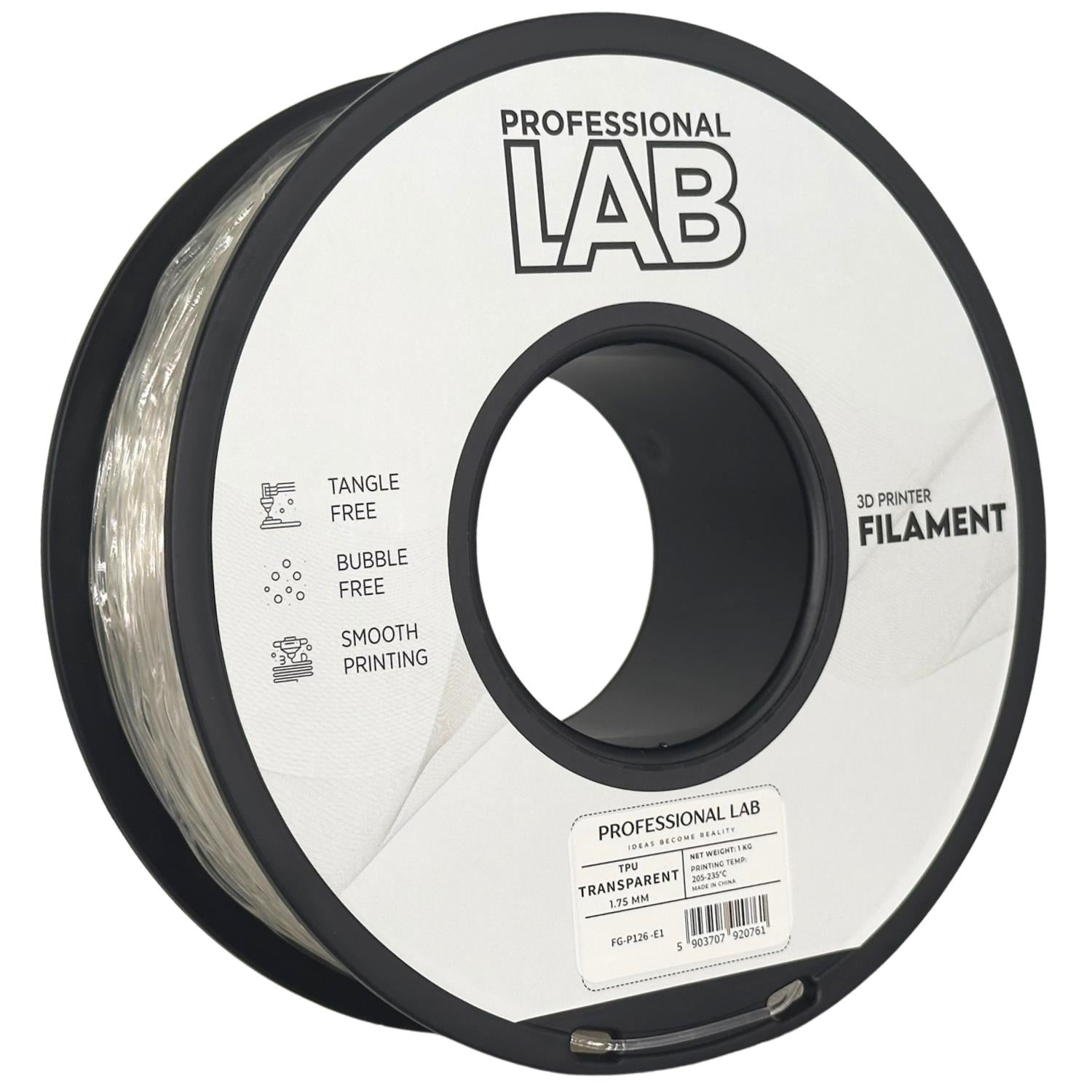 Transparentes TPU-Filament Spule, Prof. Lab, 1,75 mm