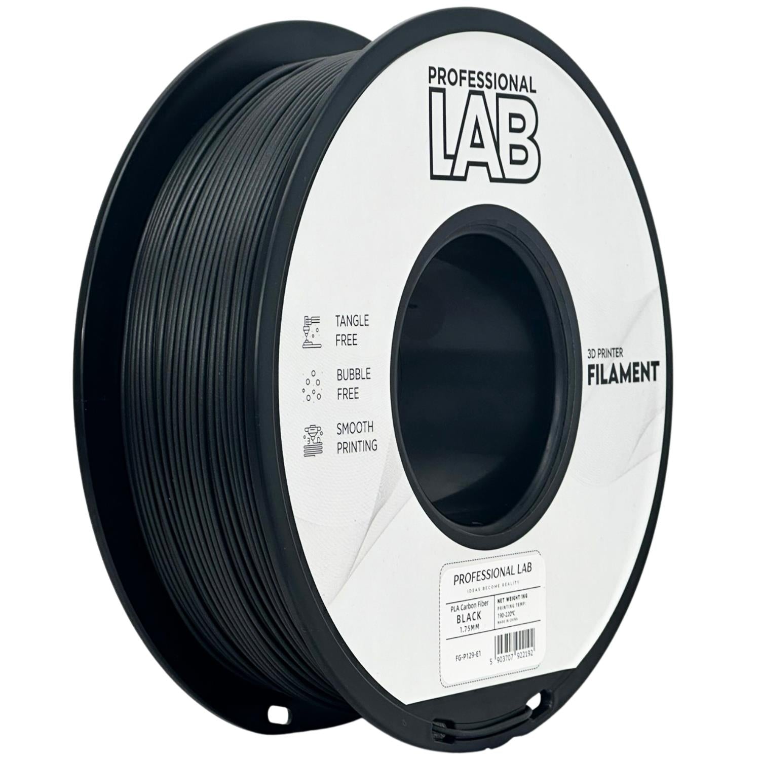 PLA-CF Schwarz Filament Spule, Prof. Lab, 1,75 mm