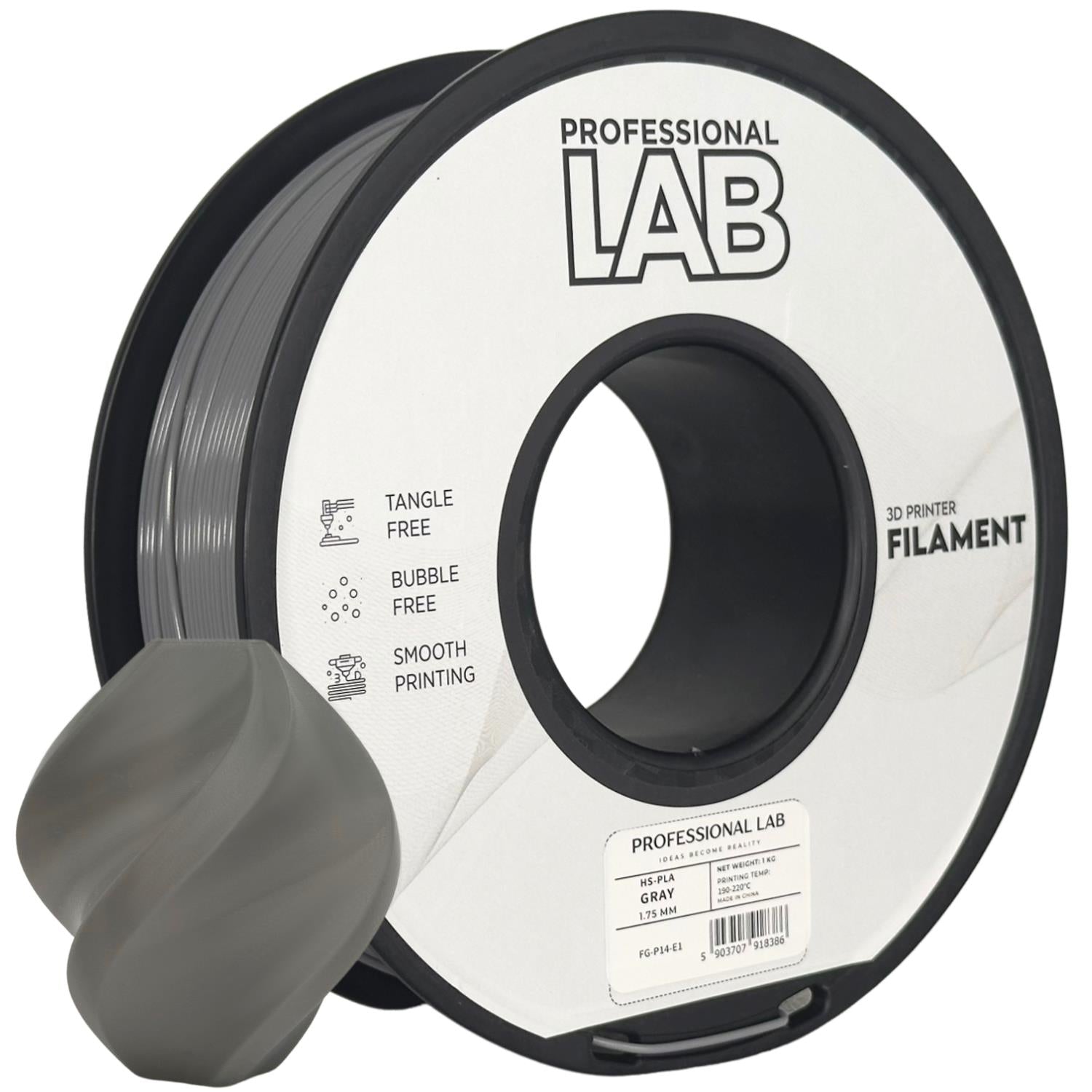 HS-PLA grau Filament Spule, Prof. Lab, 1,75 mm