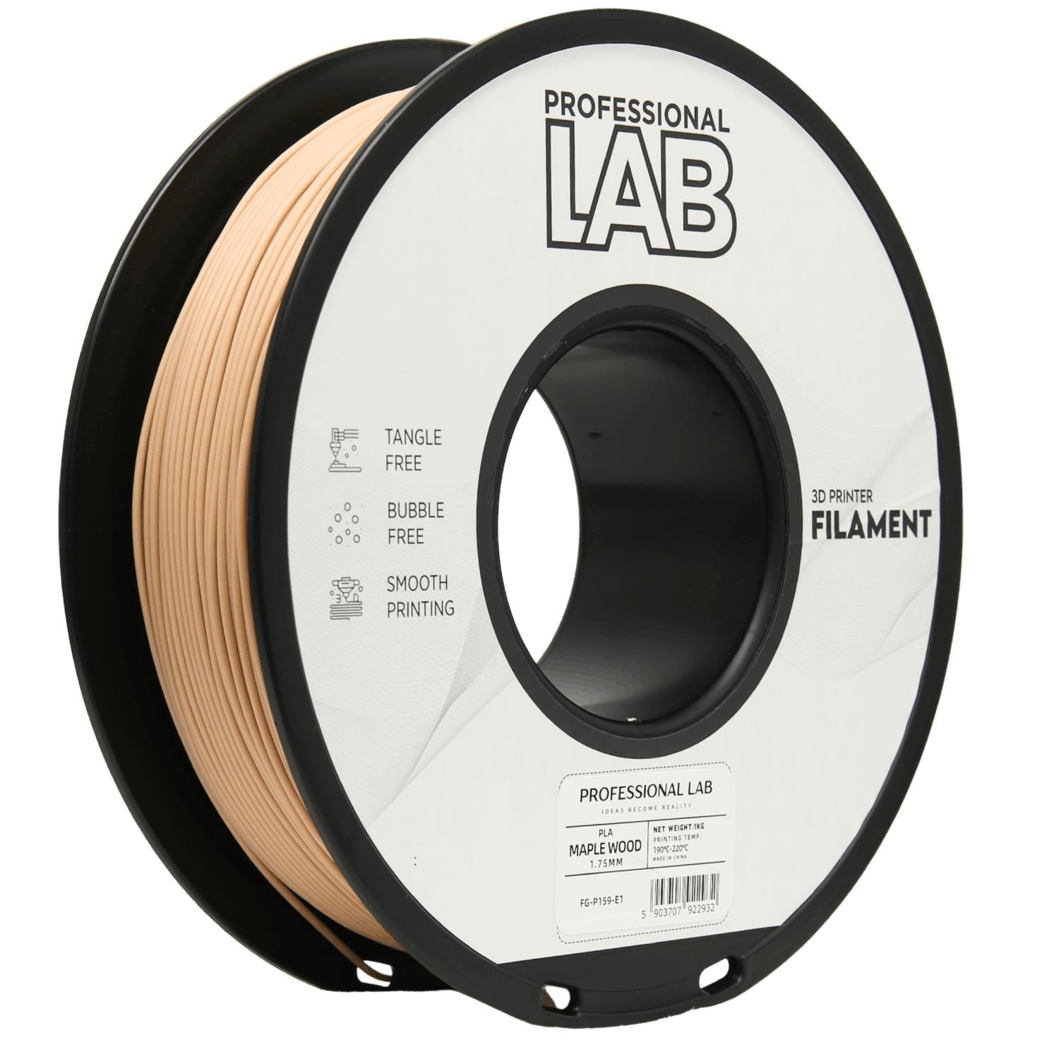 PLA Holz Ahorn Filament Spule, Prof. Lab, 1,75 mm
