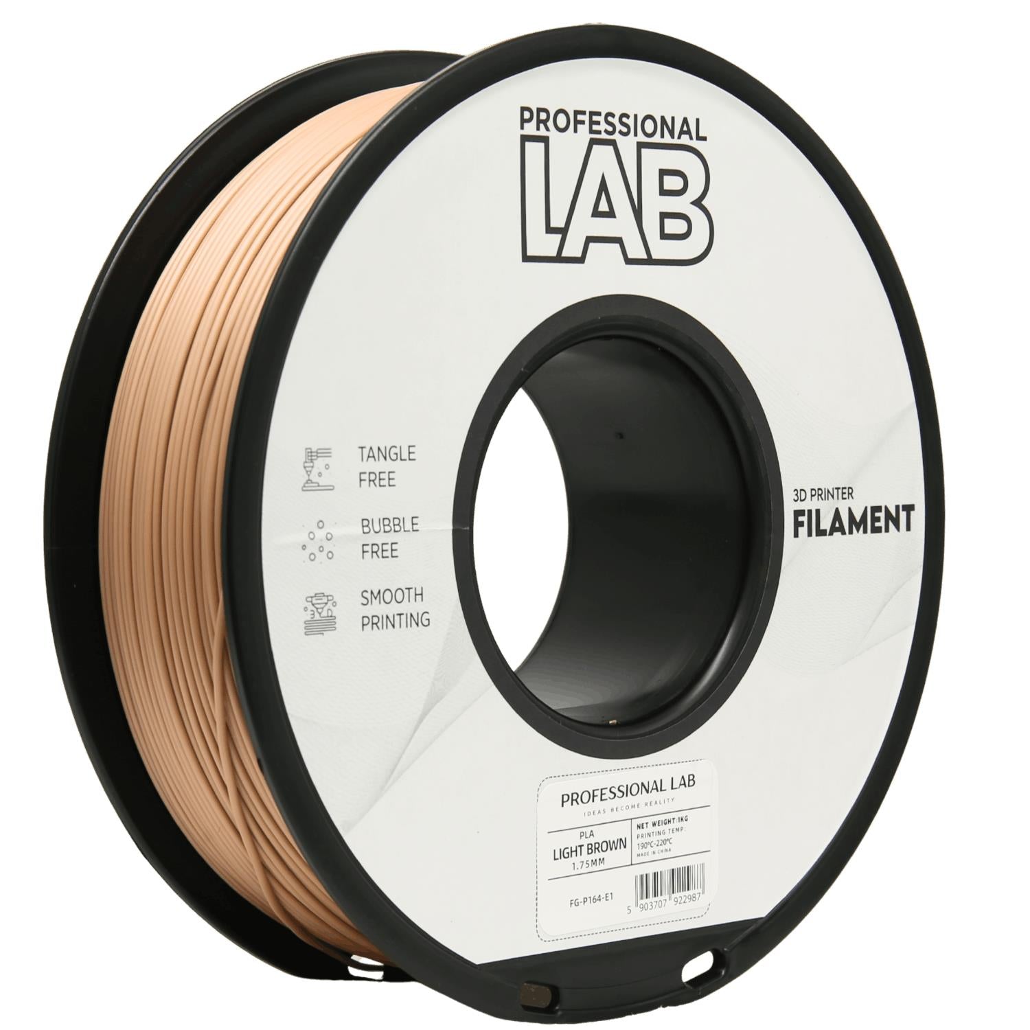 PLA-Filament hellbraun Spule, Prof. Lab, 1,75 mm
