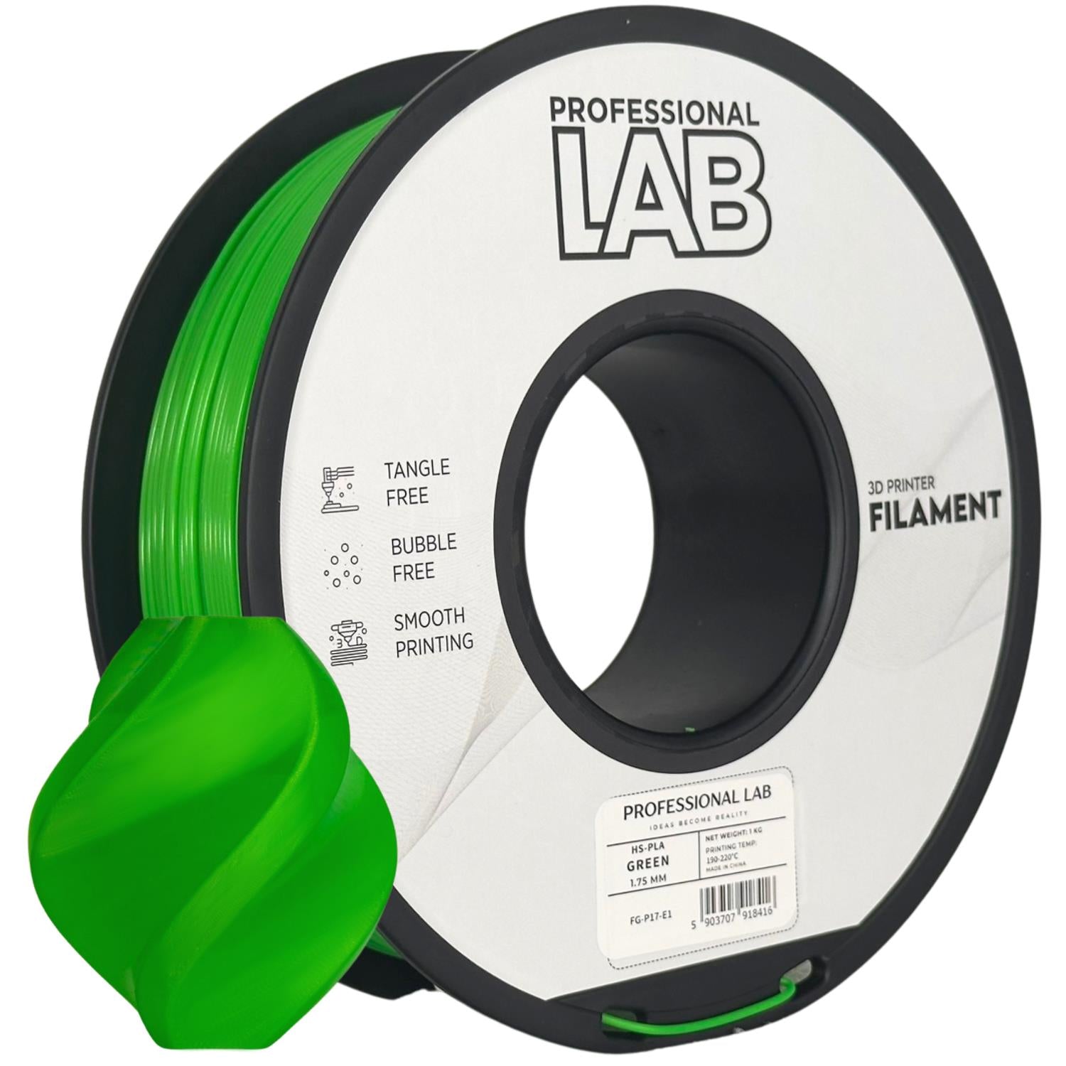 HS-PLA-Filament grün Spule, Prof. Lab, 1,75 mm