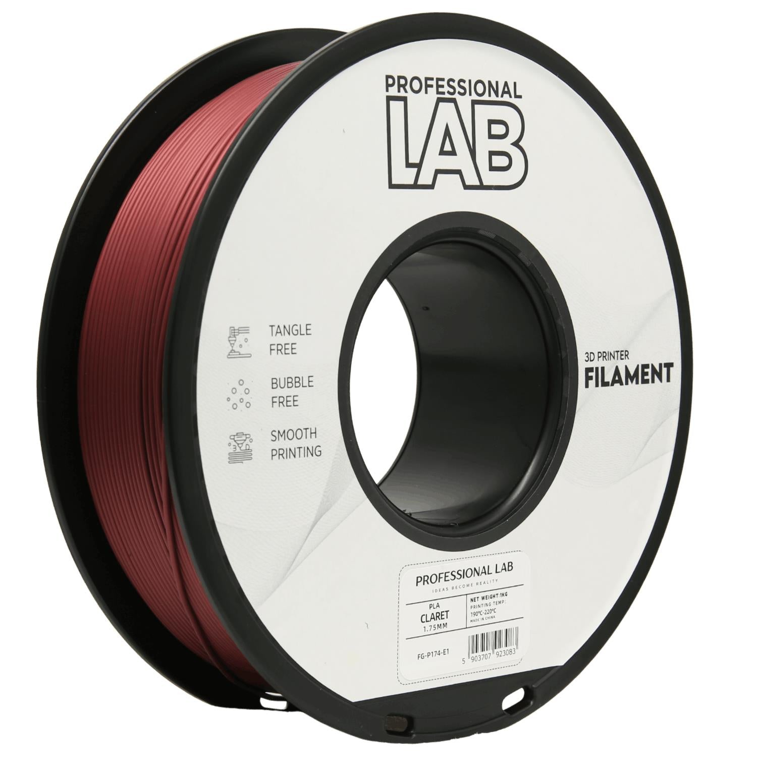 PLA Bordeaux Filament Spule, Prof. Lab, 1,75 mm