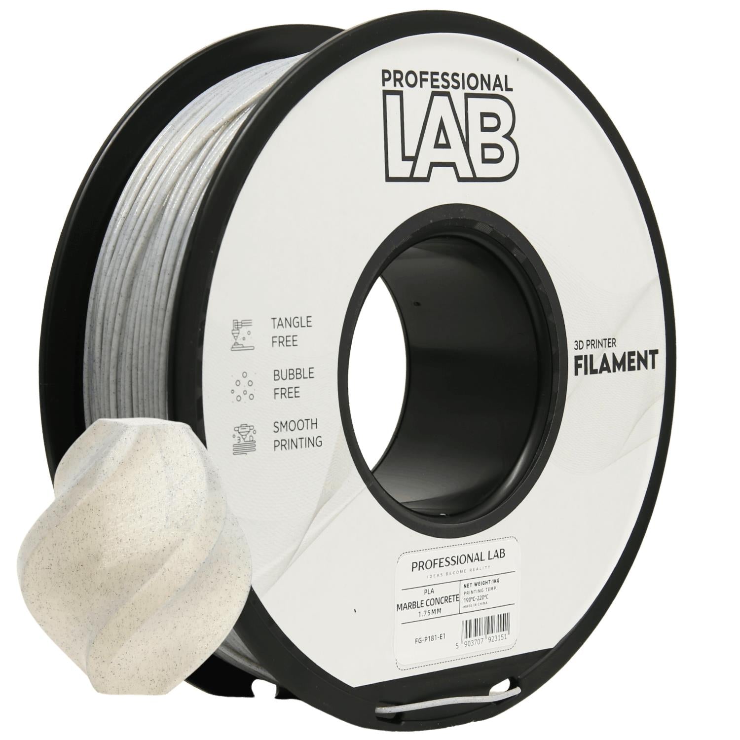 PLA Marmor Betonoptik Filament Spule, Prof. Lab, 1,75 mm
