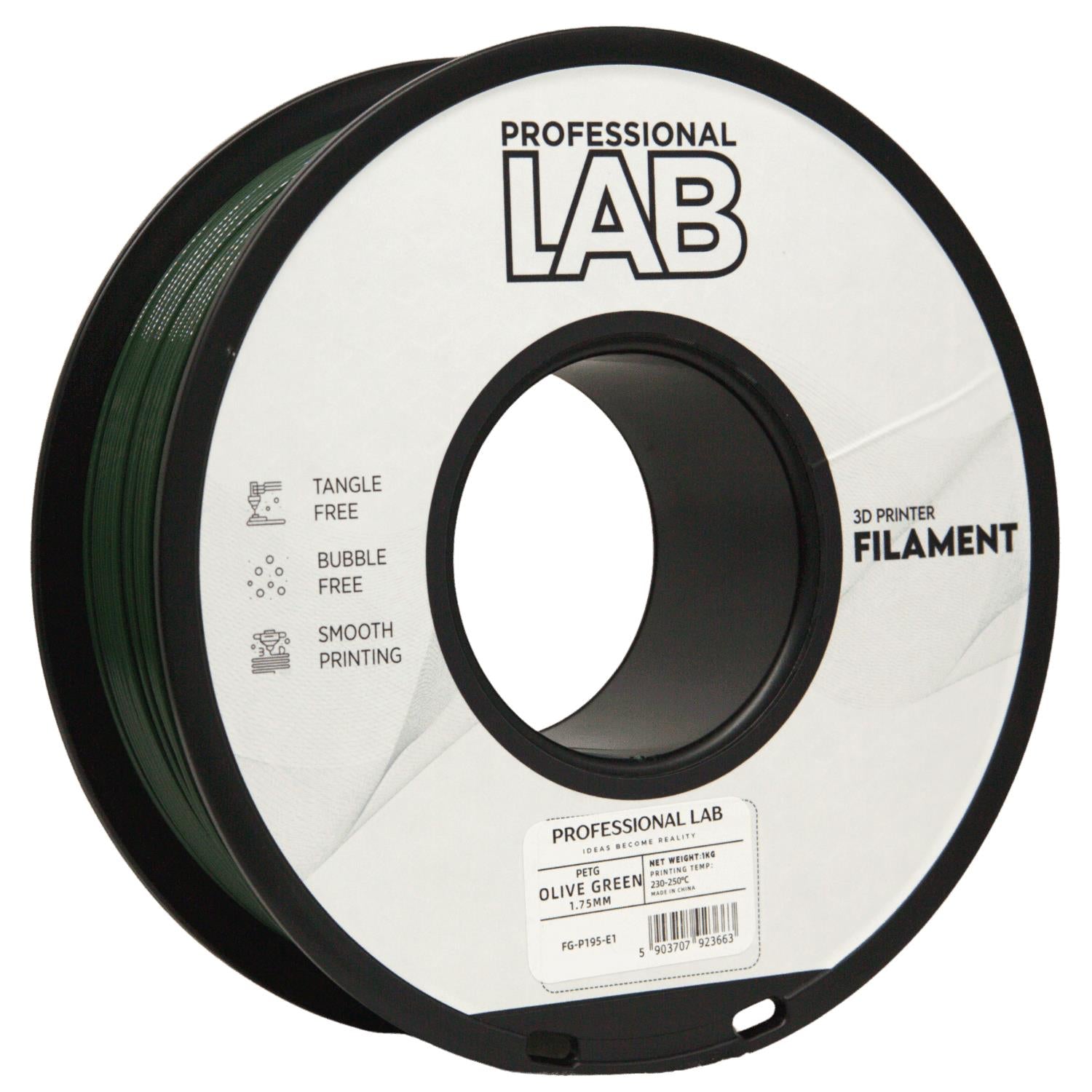 PETG olivgrün Filament Spule, Prof. Lab, 1,75 mm