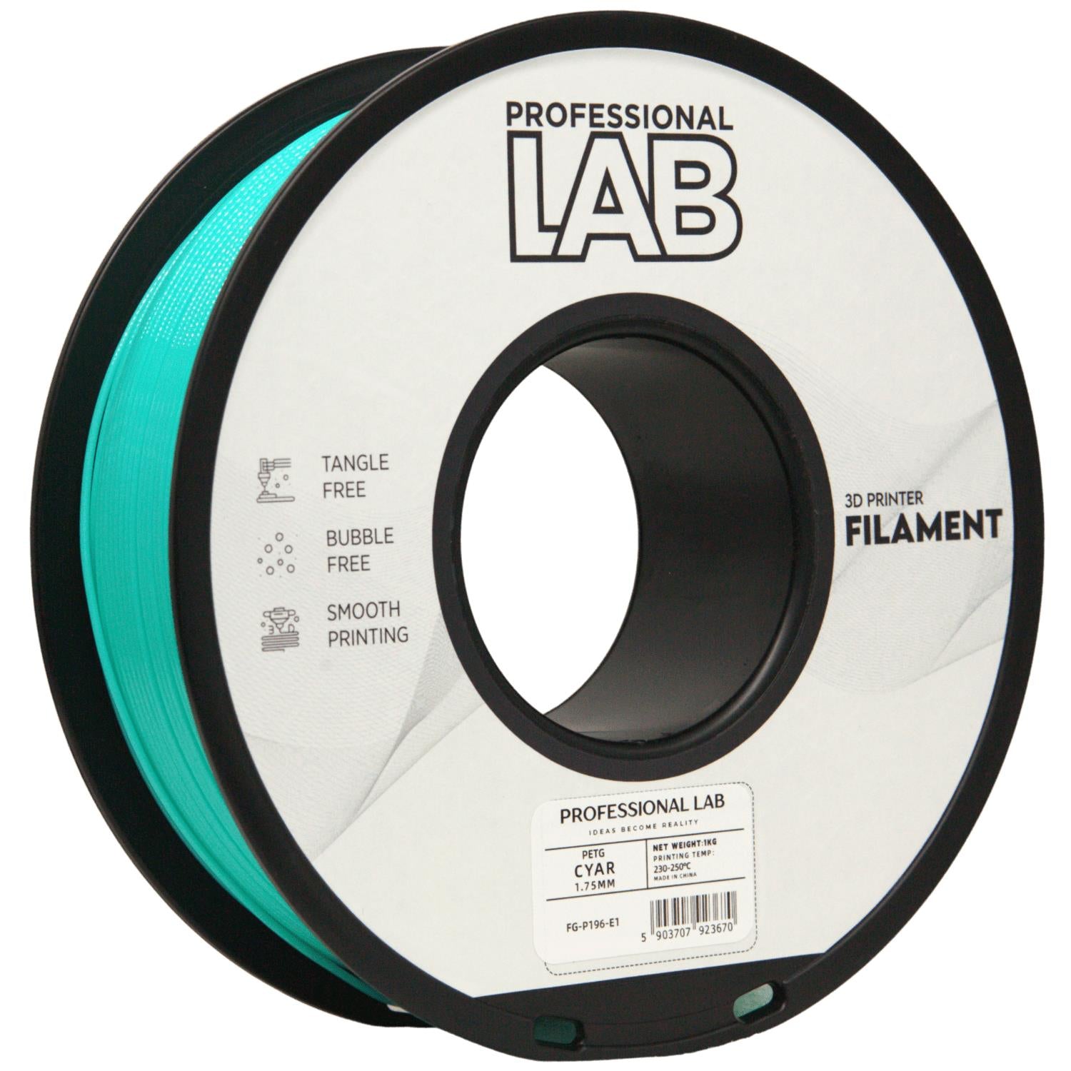 PETG cyan Filament Spule, Prof. Lab, 1,75 mm
