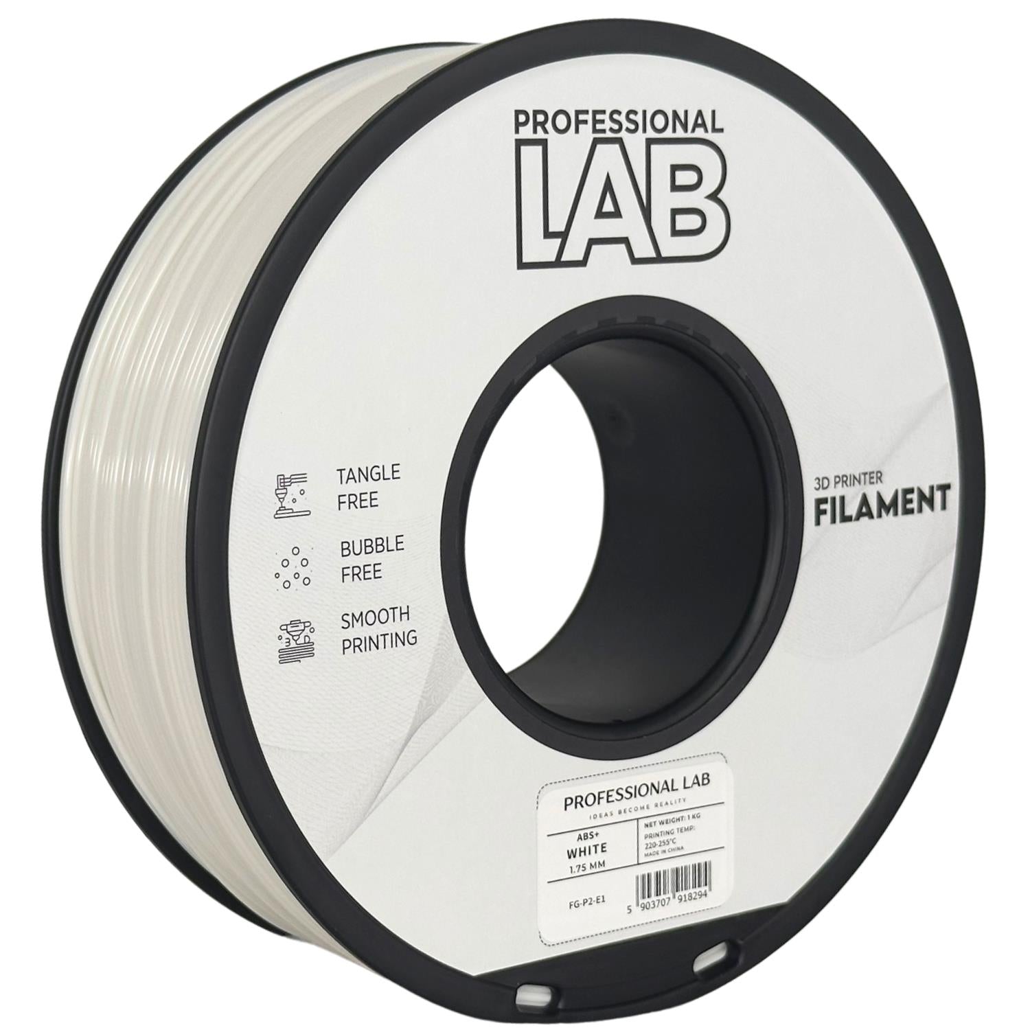 ABS+ weiß Filament Spule, Prof. Lab, 1,75 mm