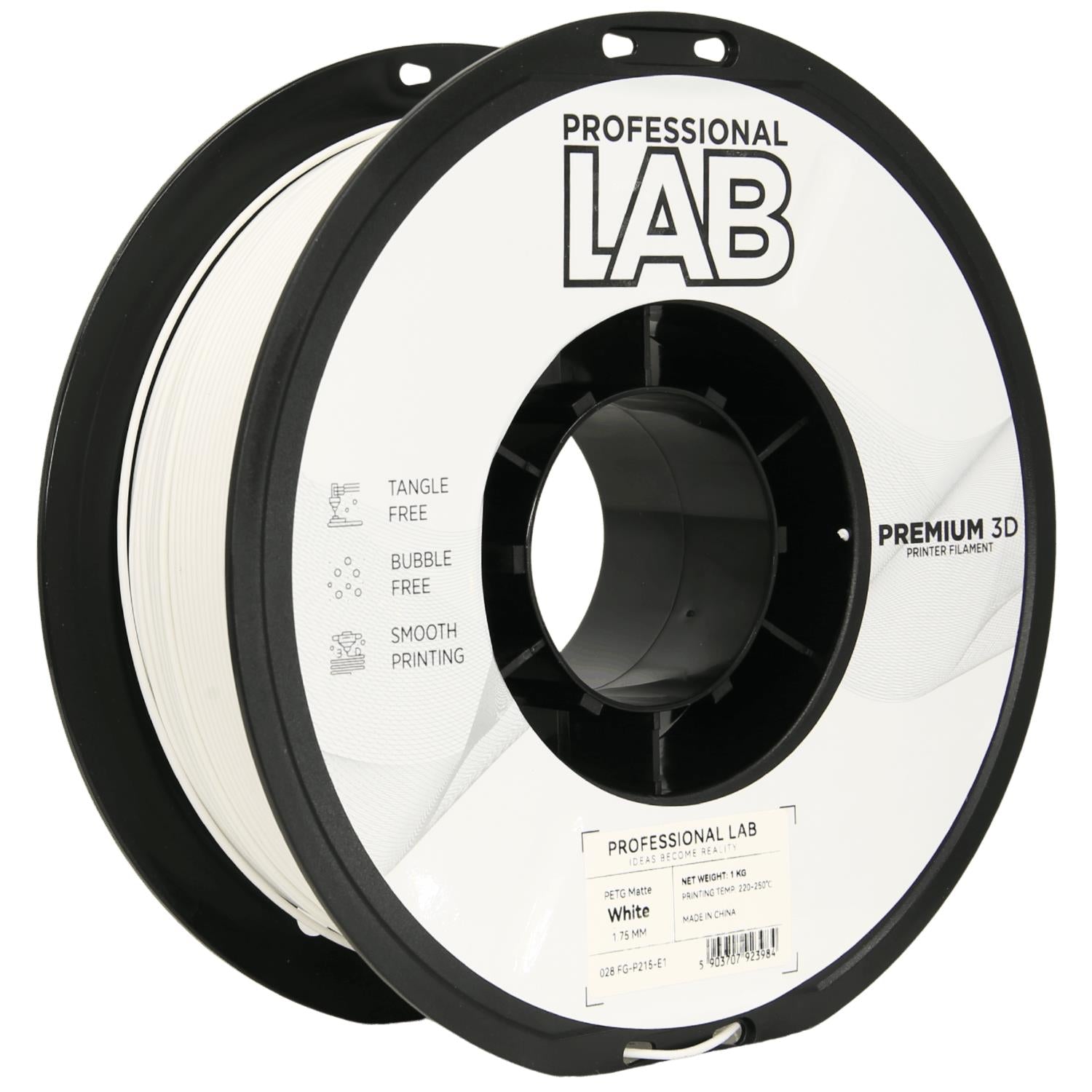 PETG Mattweiß Filament Spule, Prof. Lab, 1,75 mm