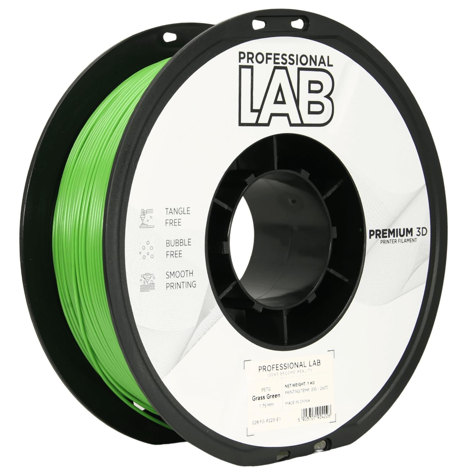 PETG Grasgrün Filament Spule, Prof. Lab, 1,75 mm
