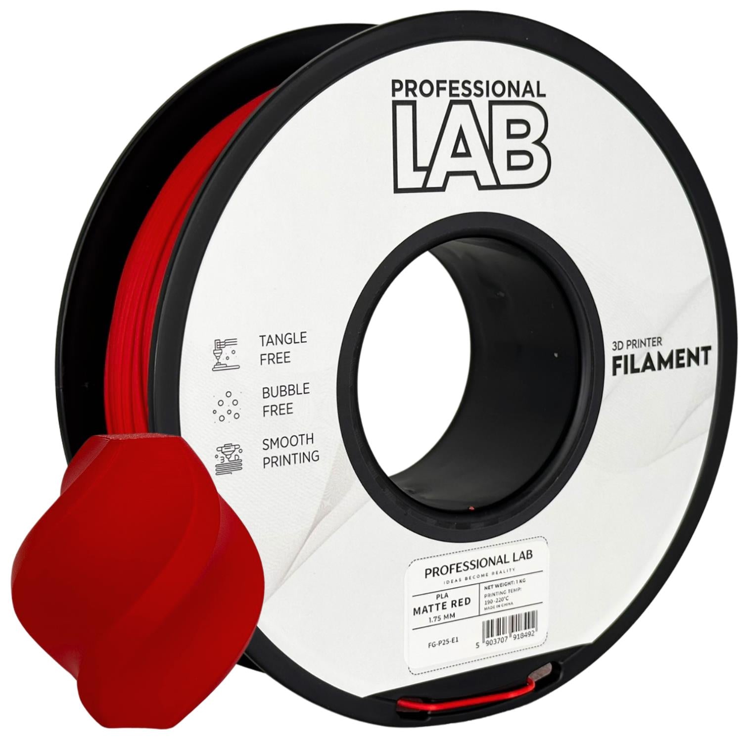 PLA-Filament, mattrot Spule, Prof. Lab, 1,75 mm