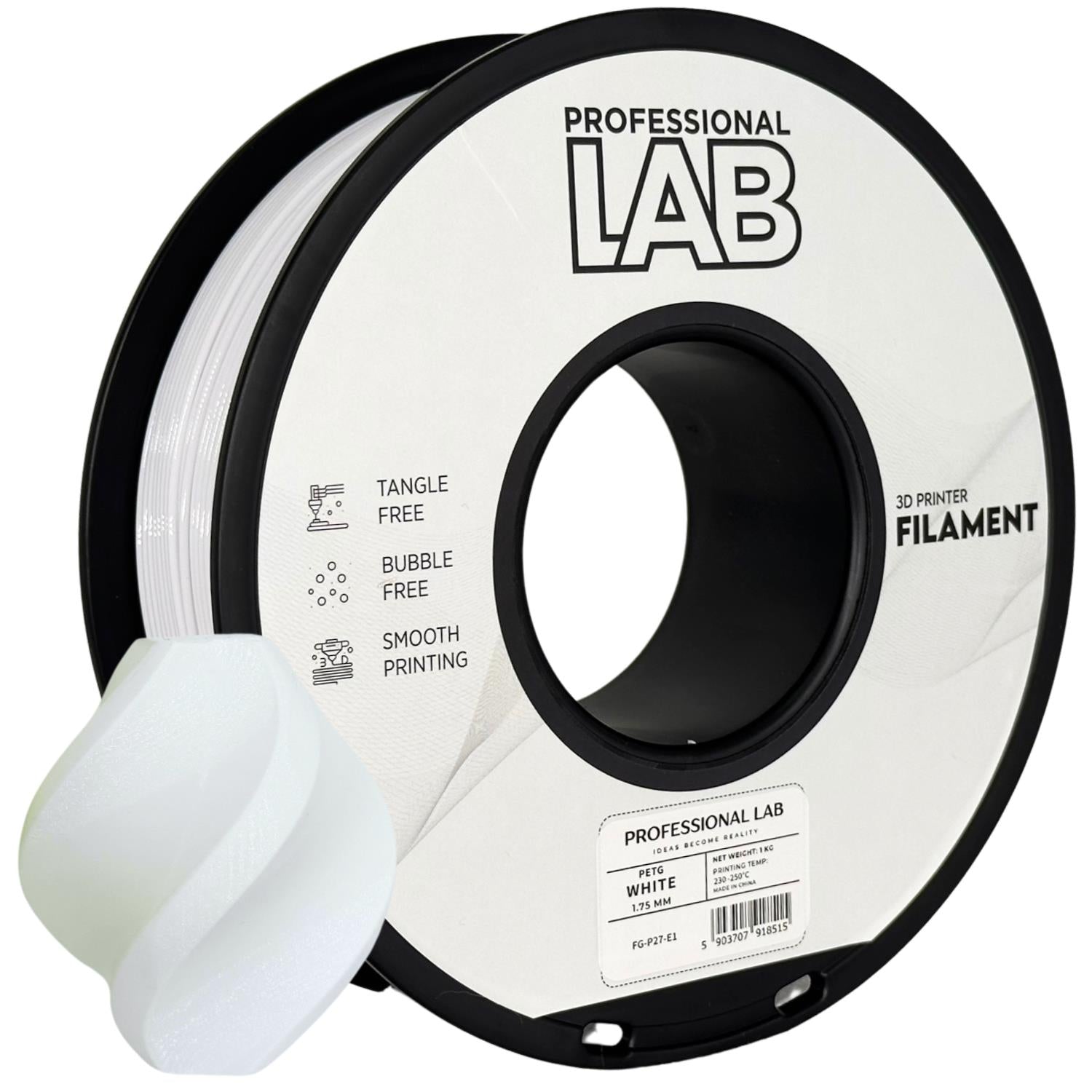 PETG weiß Filament Spule, Prof. Lab, 1,75 mm