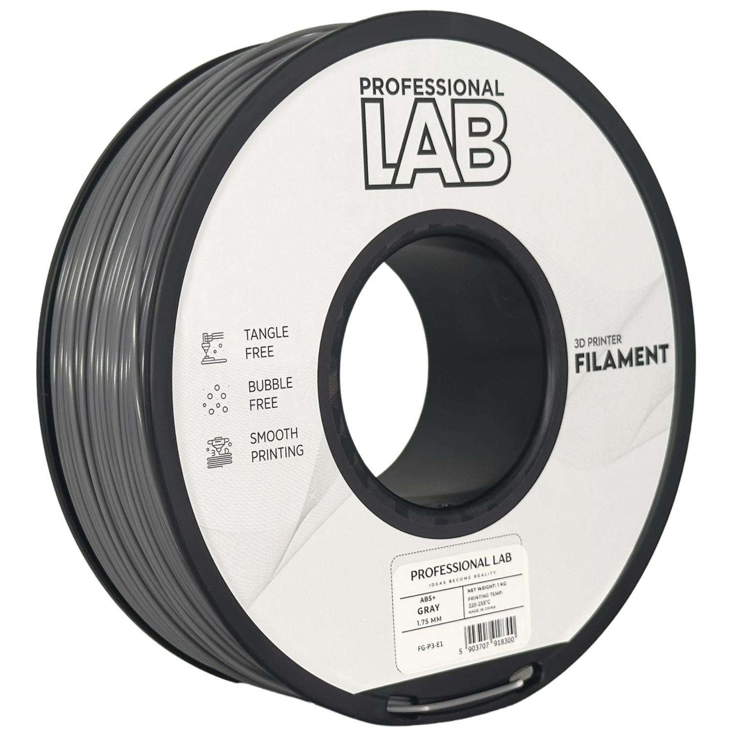 ABS+ grau Filament Spule, Prof. Lab, 1,75 mm
