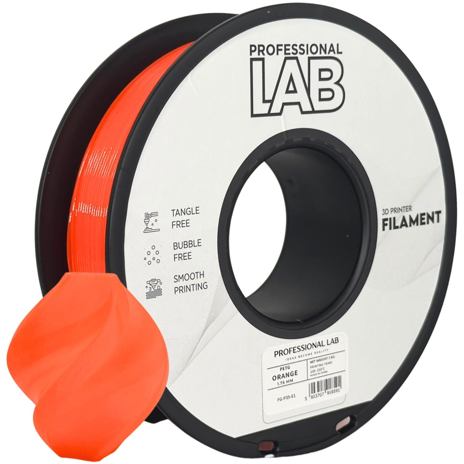 PETG-Filament orange Spule, Prof. Lab, 1,75 mm