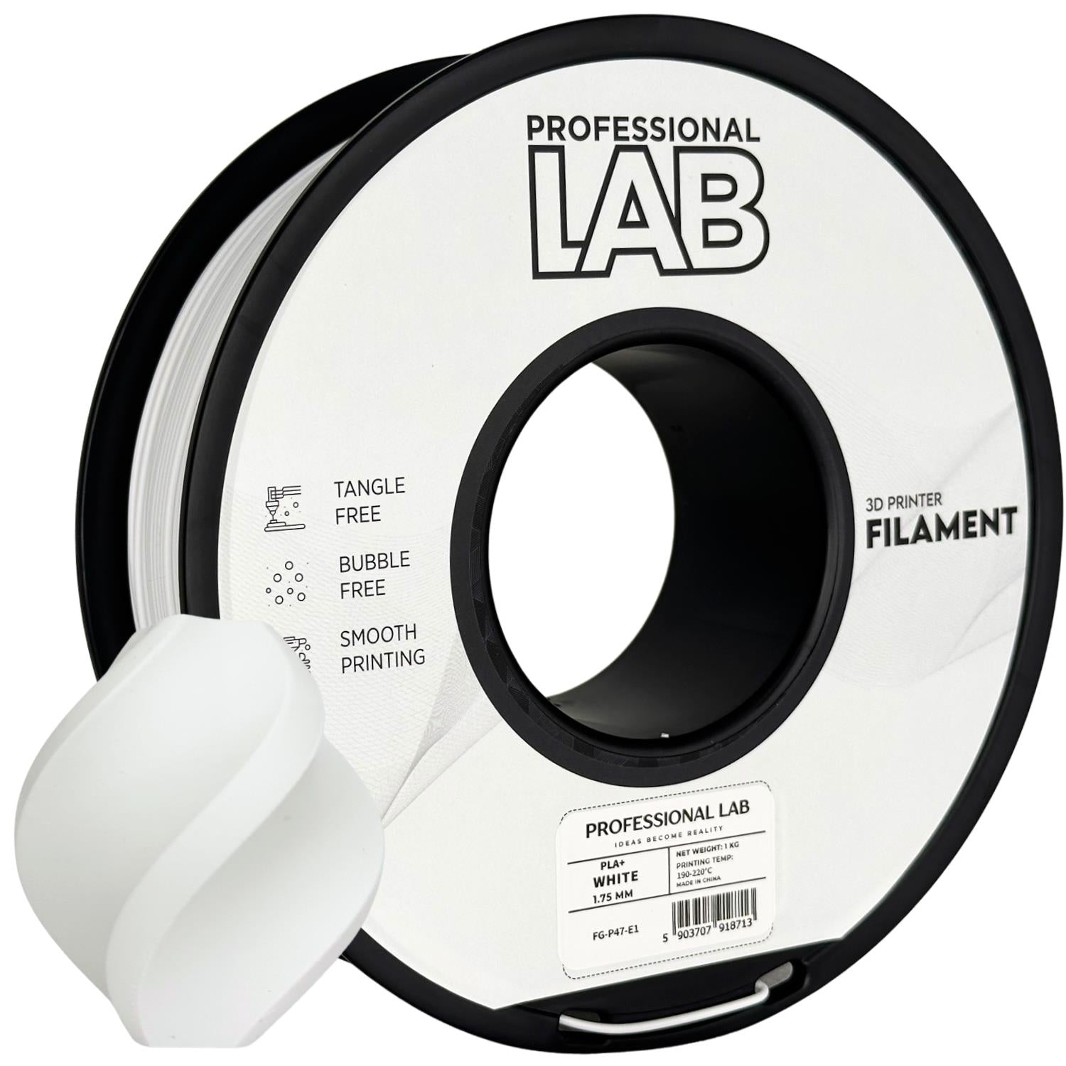 PLA+ Weiß Filament Spule, Prof. Lab, 1,75 mm