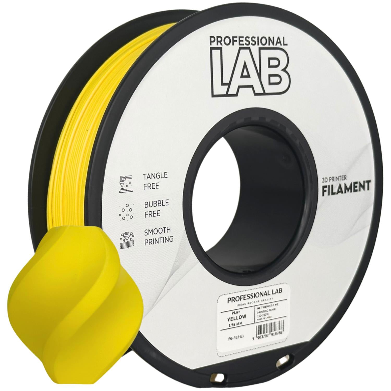 PLA+ Gelb Filament Spule, Prof. Lab, 1,75 mm