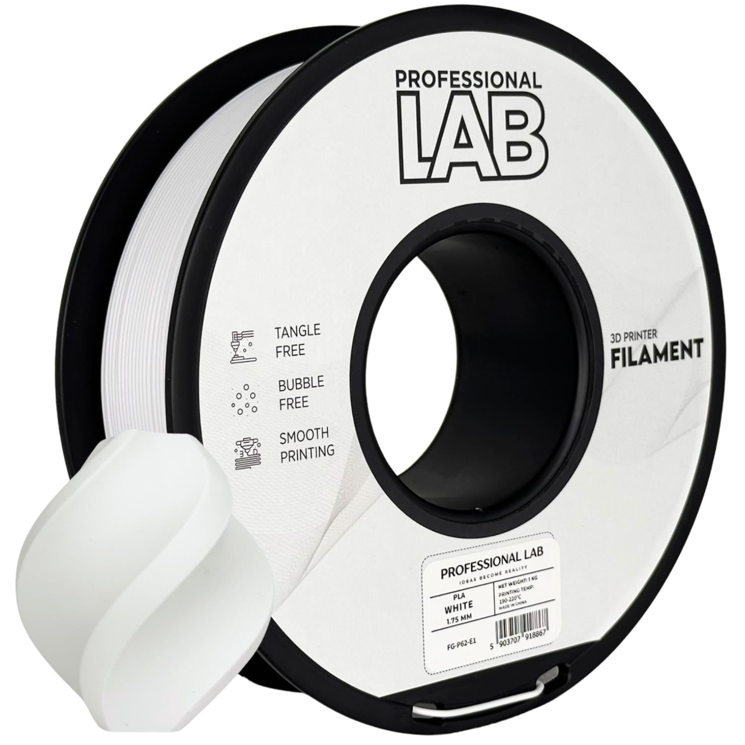 PLA weiß Filament Spule, Prof. Lab, 1,75 mm