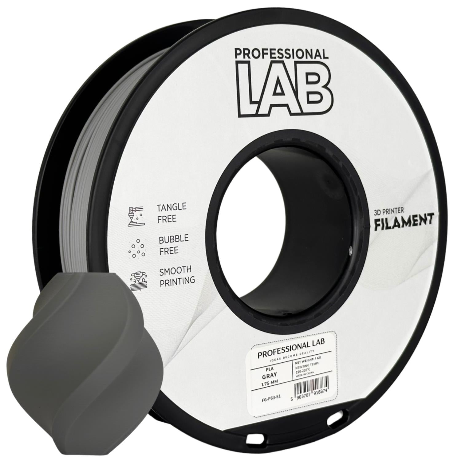 PLA grau Filament Spule, Prof. Lab, 1,75 mm