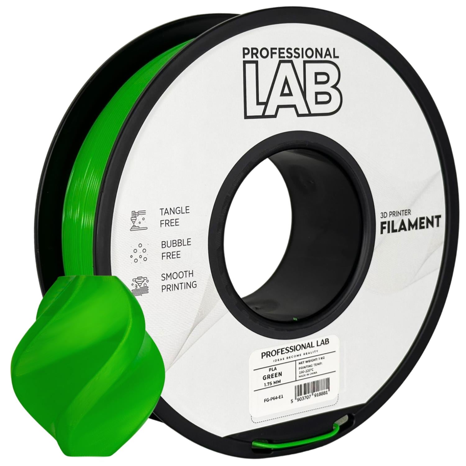 PLA grün Filament Spule, Prof. Lab, 1,75 mm