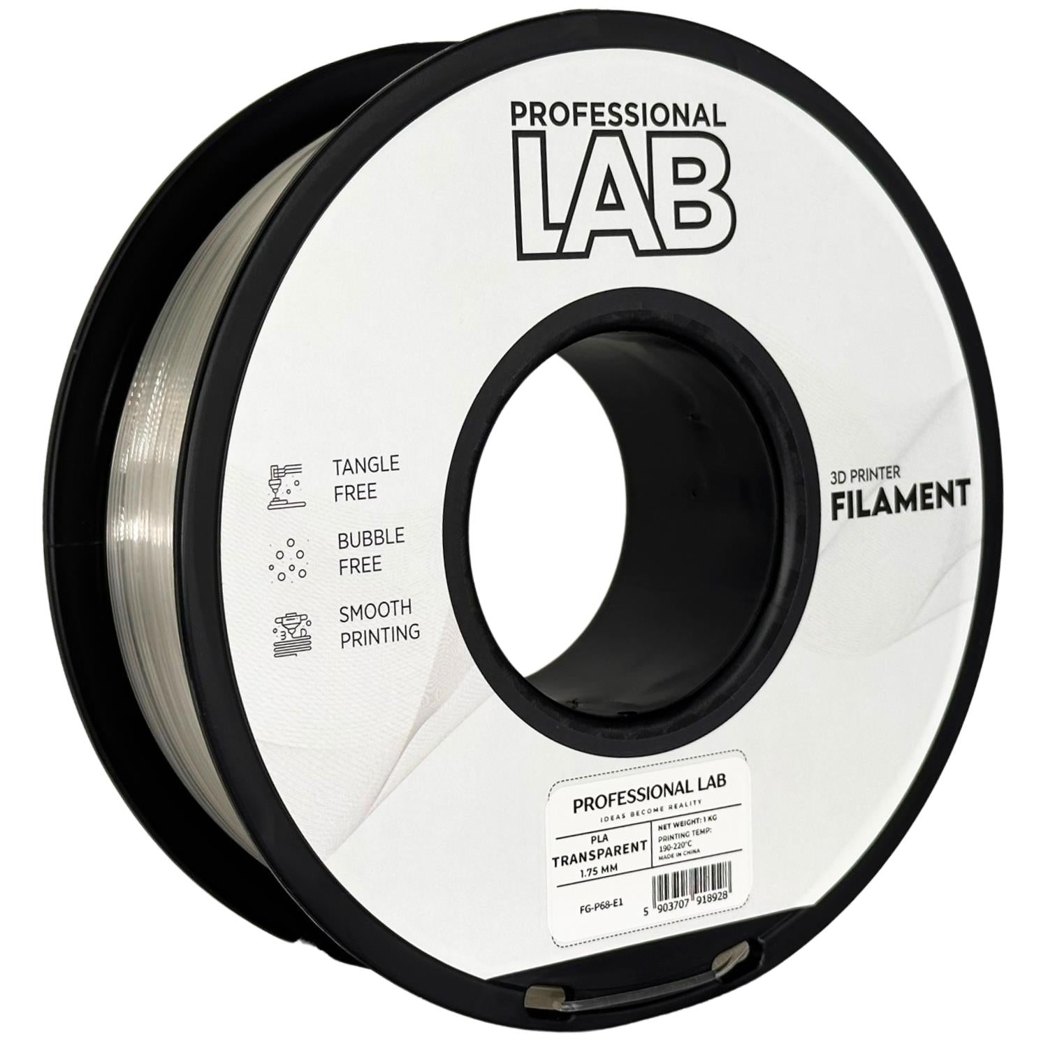 Transparentes PLA-Filament Spule, Prof. Lab, 1,75 mm