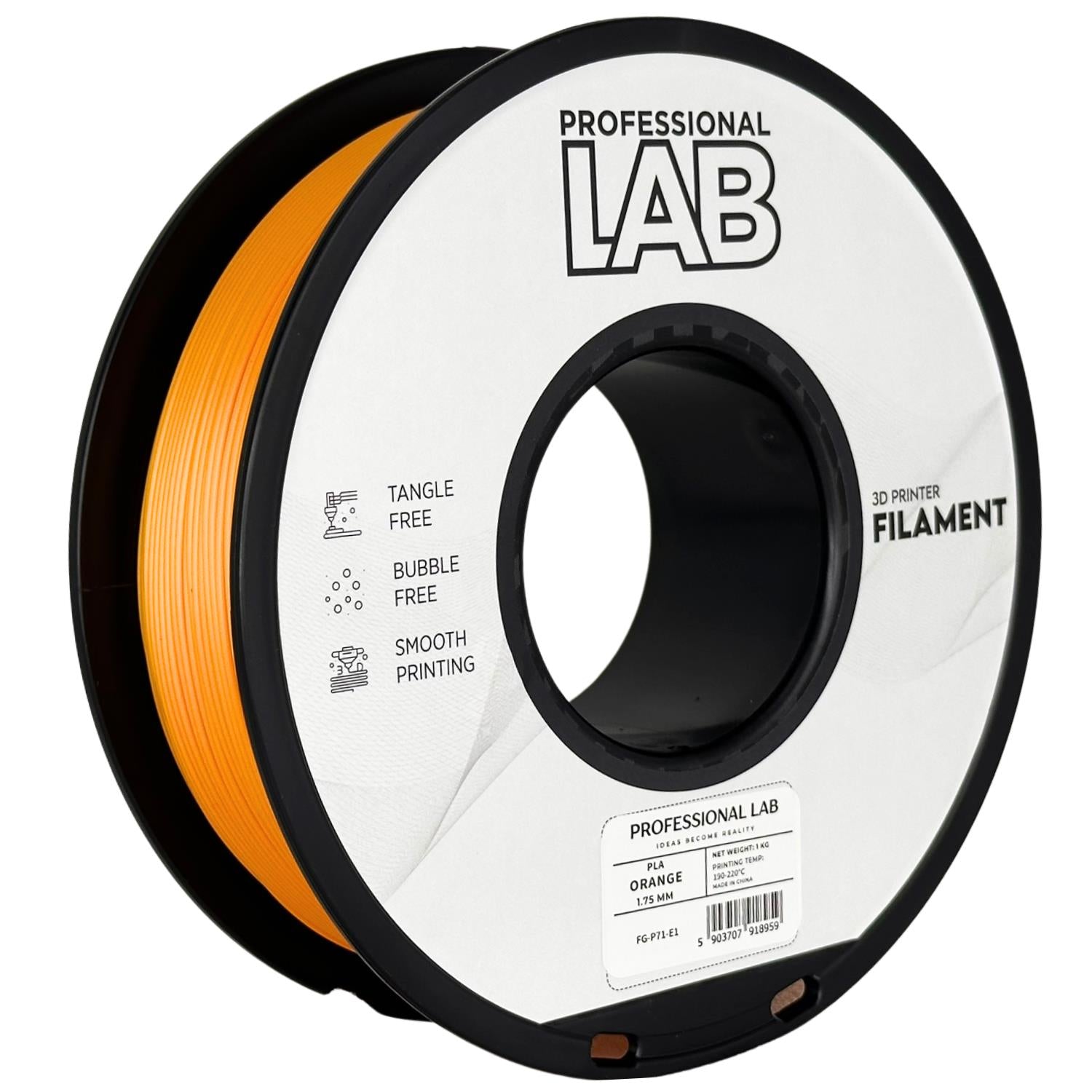 PLA-Filament orange Spule, Prof. Lab, 1,75 mm