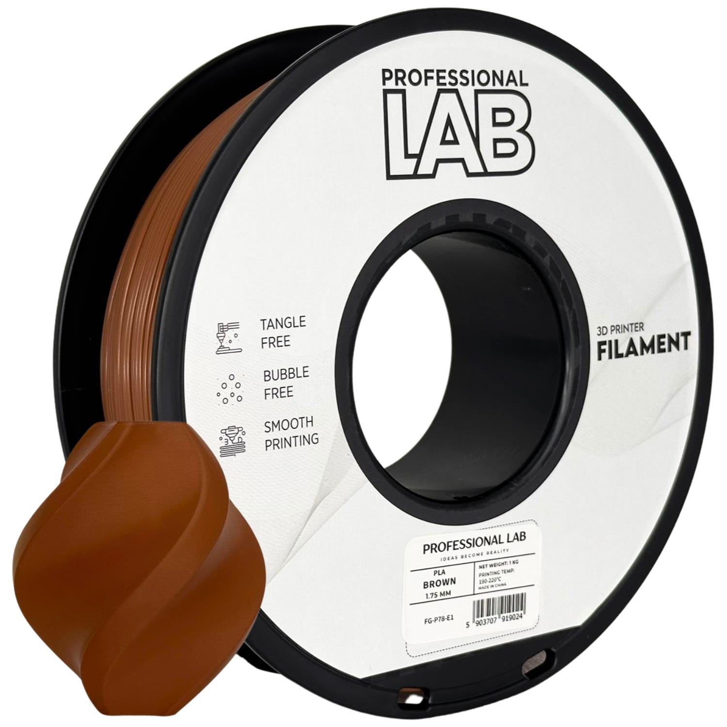 PLA-Filament braun Spule, Prof. Lab, 1,75 mm
