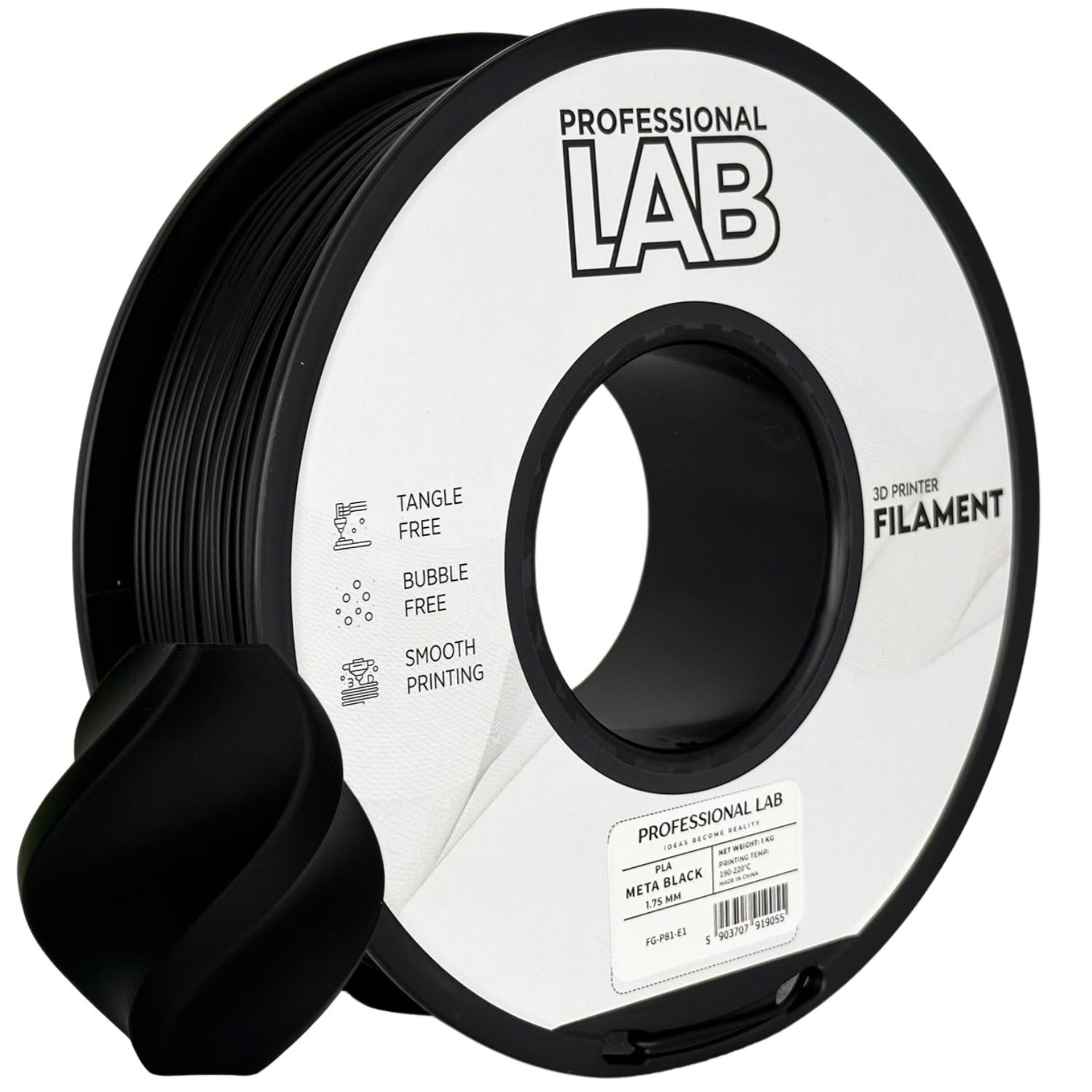 PLA META Schwarz Filament Spule, Prof. Lab, 1,75 mm