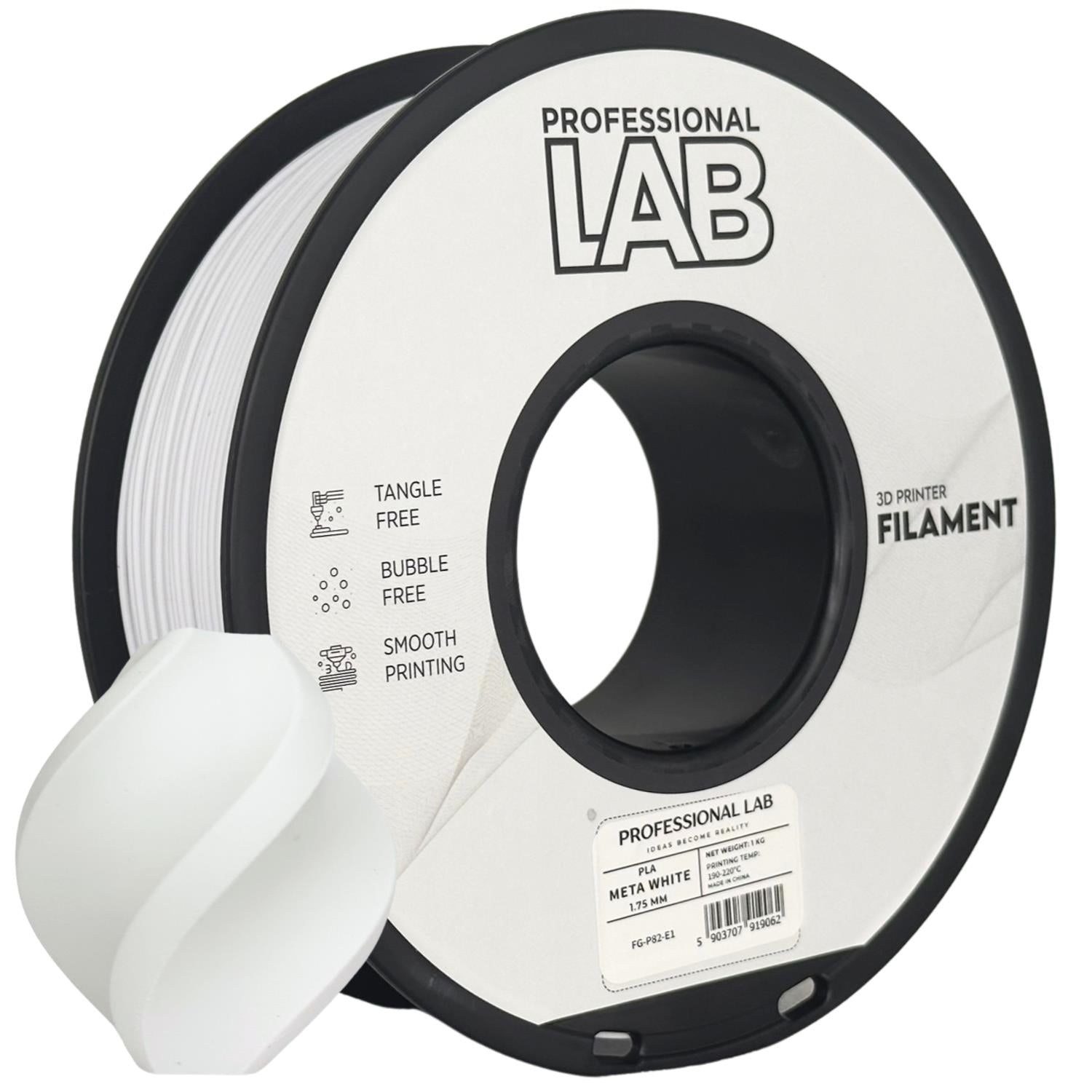 PLA META weiß Filament Spule, Prof. Lab, 1,75 mm