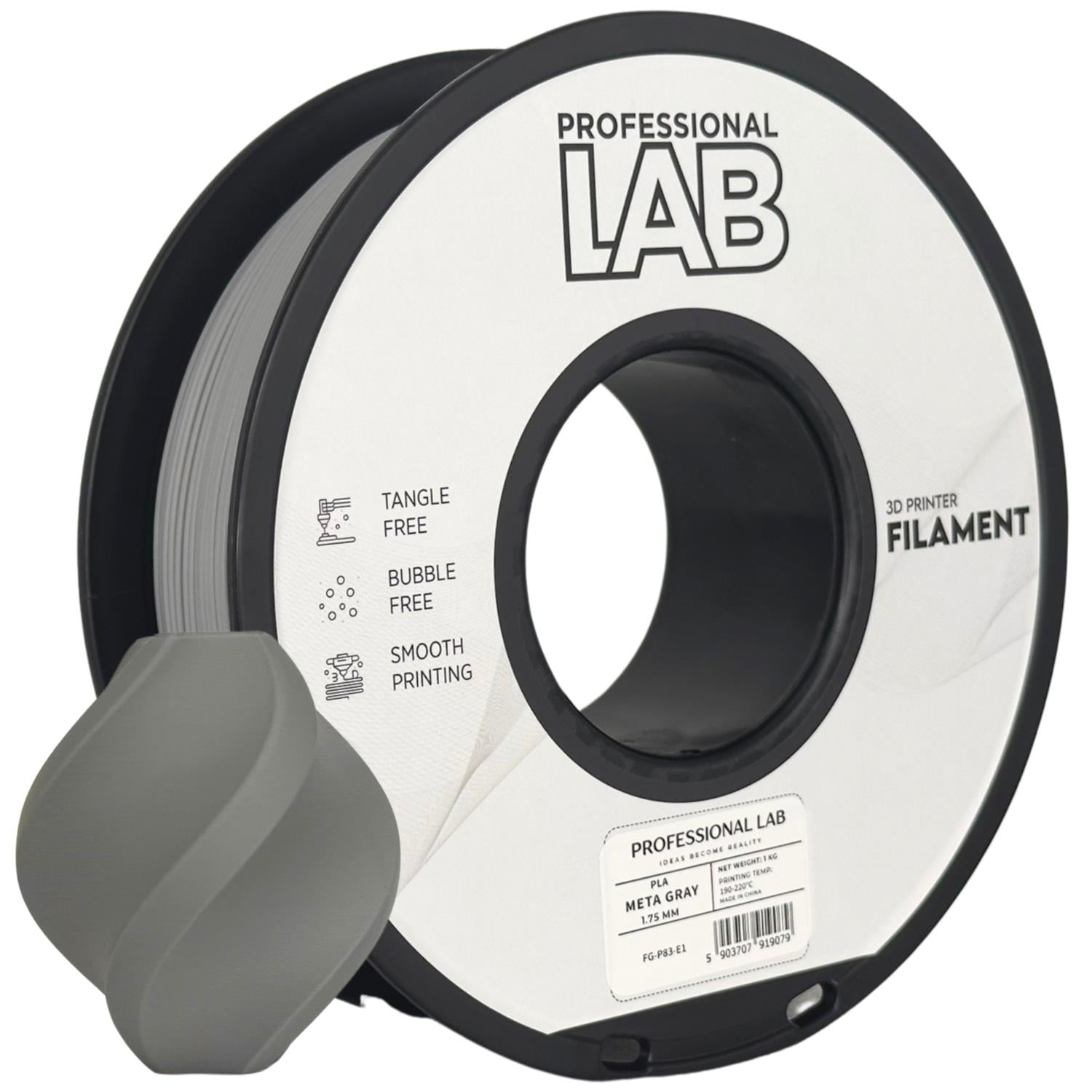 PLA META Grau Filament Spule, Prof. Lab, 1,75 mm