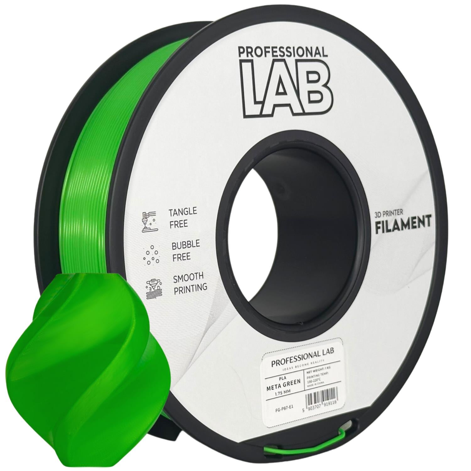 PLA META Grün Filament Spule, Prof. Lab, 1,75 mm