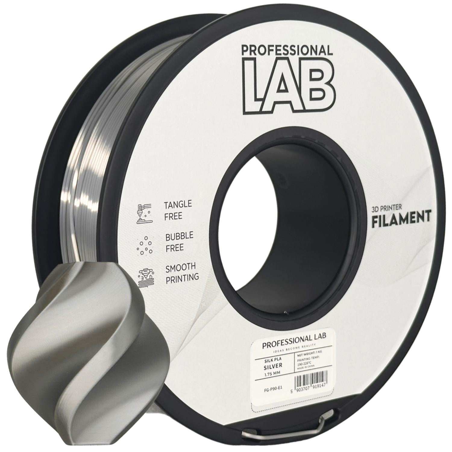 Seide PLA Silber Filament Spule, Prof. Lab, 1,75 mm