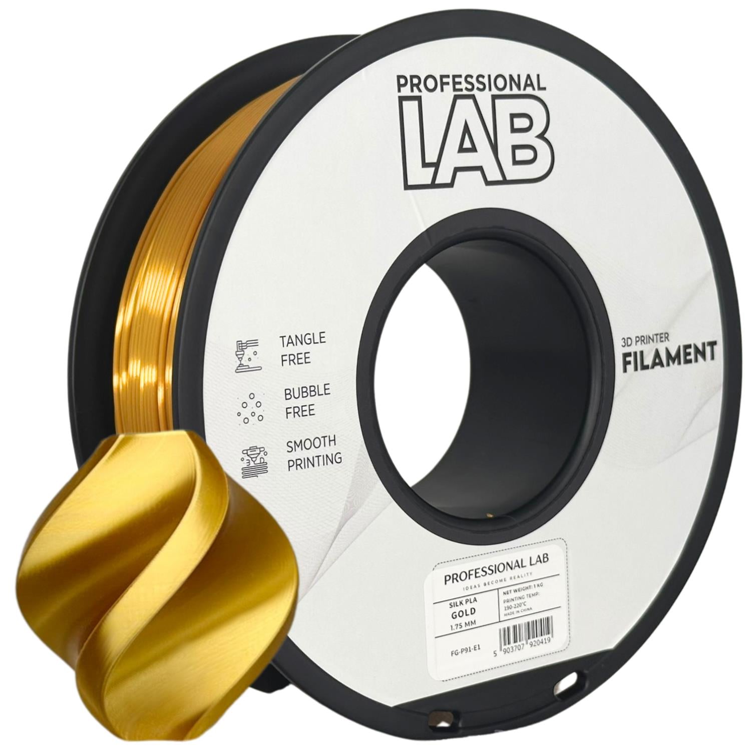 Silk PLA Gold Filament Spule, Prof. Lab, 1,75 mm