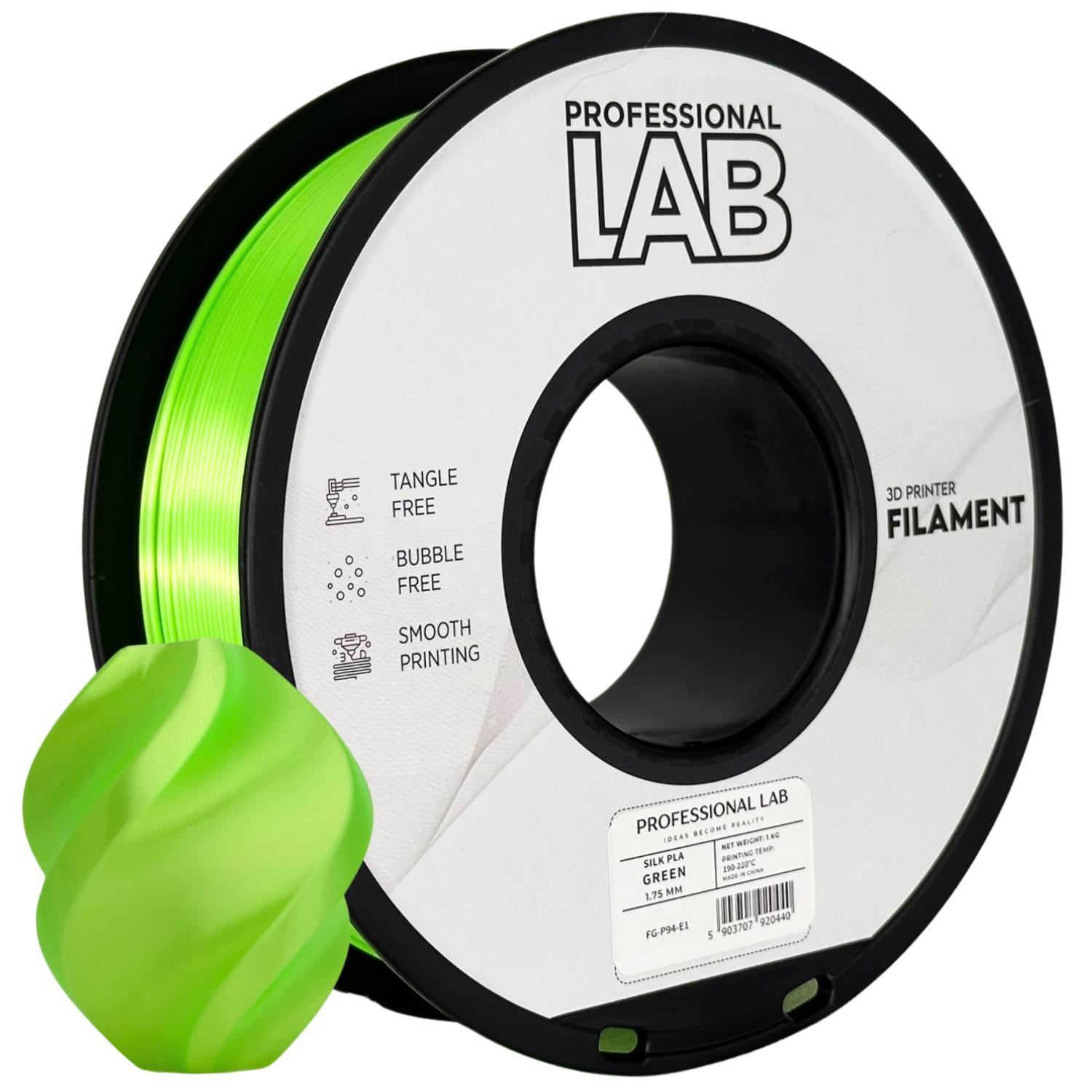 Silk PLA grün Filament Spule, Prof. Lab, 1,75 mm