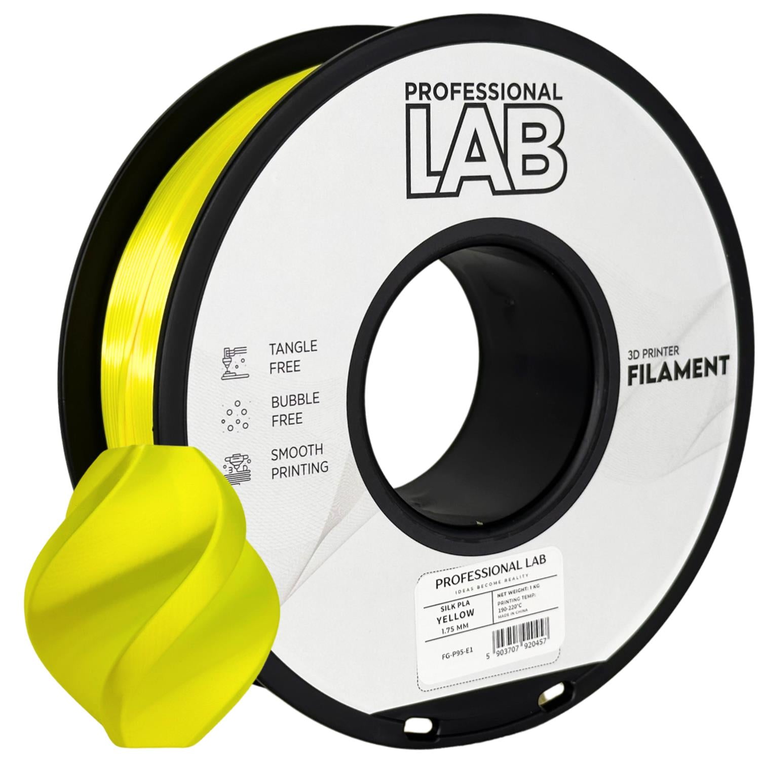 Silk PLA gelb Filament Spule, Prof. Lab, 1,75 mm