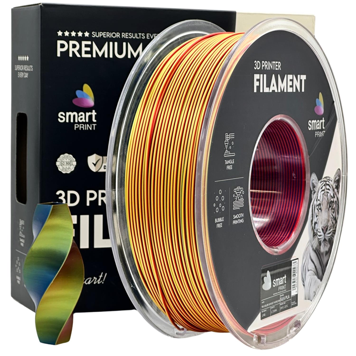 Silk PLA Tri Color Sunset Horizon Filament Spule, Smart Print, 1,75 mm