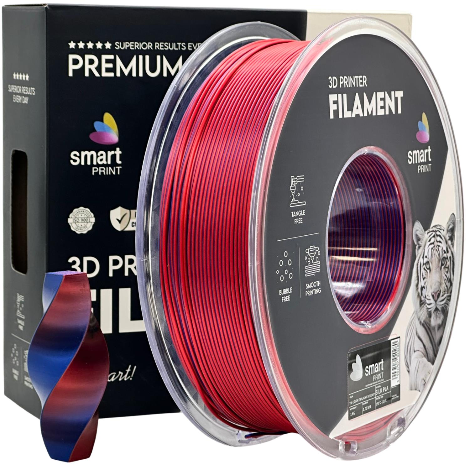 Silk PLA Zweifarbige Dämmerungs-Serenity Filament Spule, Smart Print, 1,75 mm