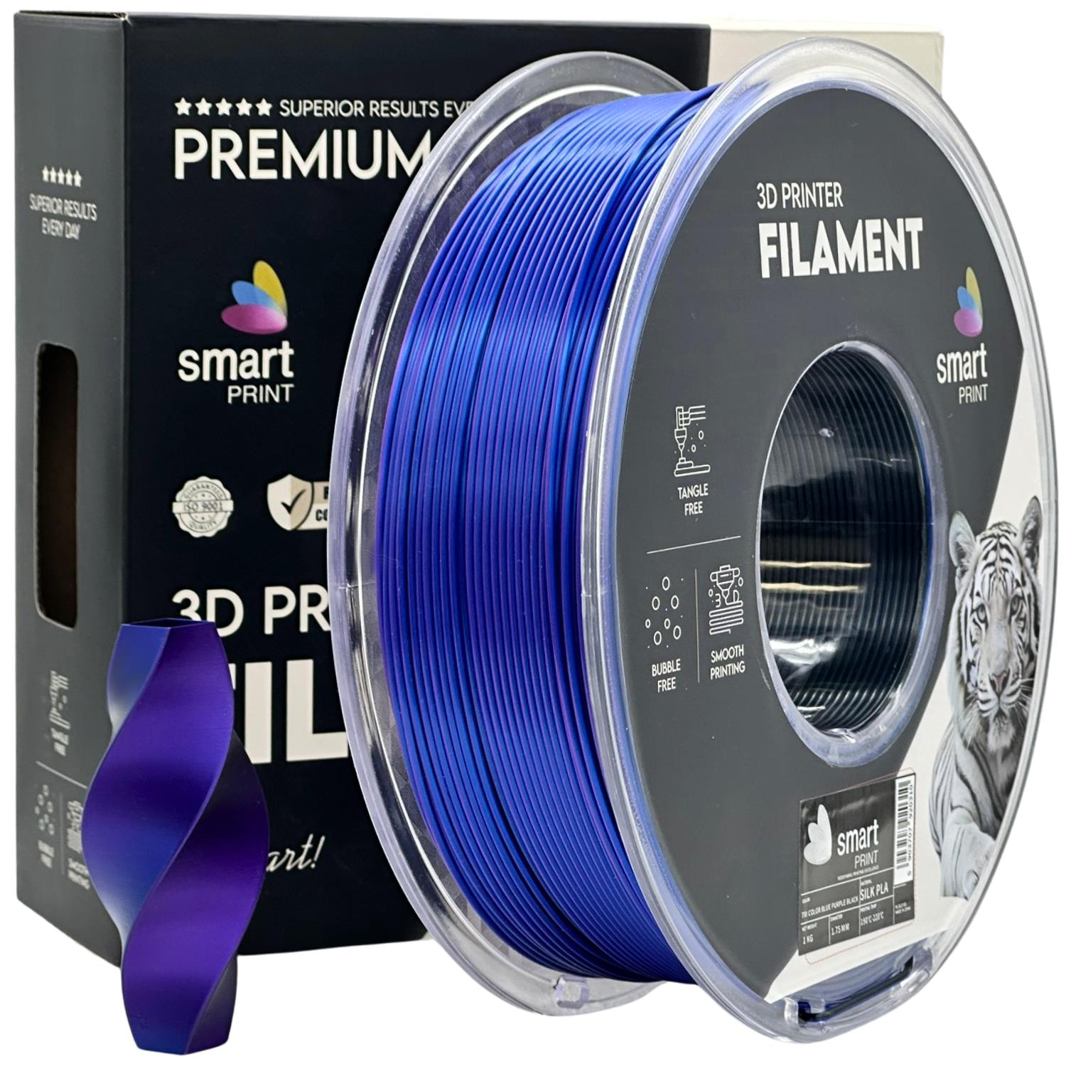Silk PLA Dreifarbig blau lila schwarz Filament Spule, Smart Print, 1,75 mm