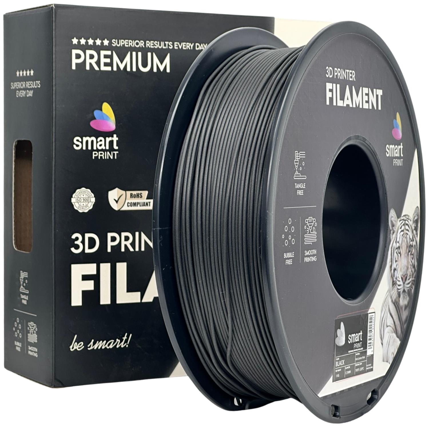 PLA-CF Schwarz Filament Spule, Smart Print, 1,75 mm