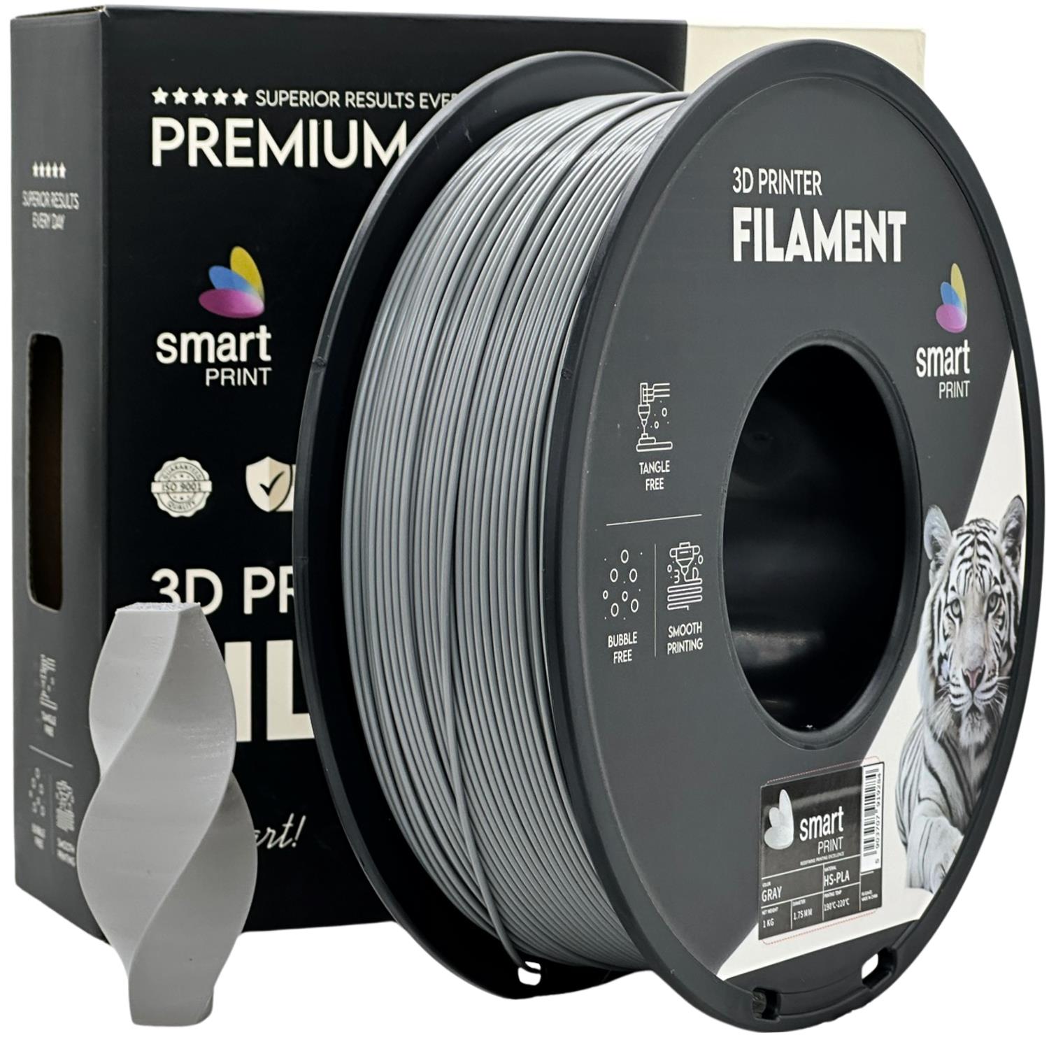 HS-PLA-Filament grau Spule, Smart Print, 1,75 mm