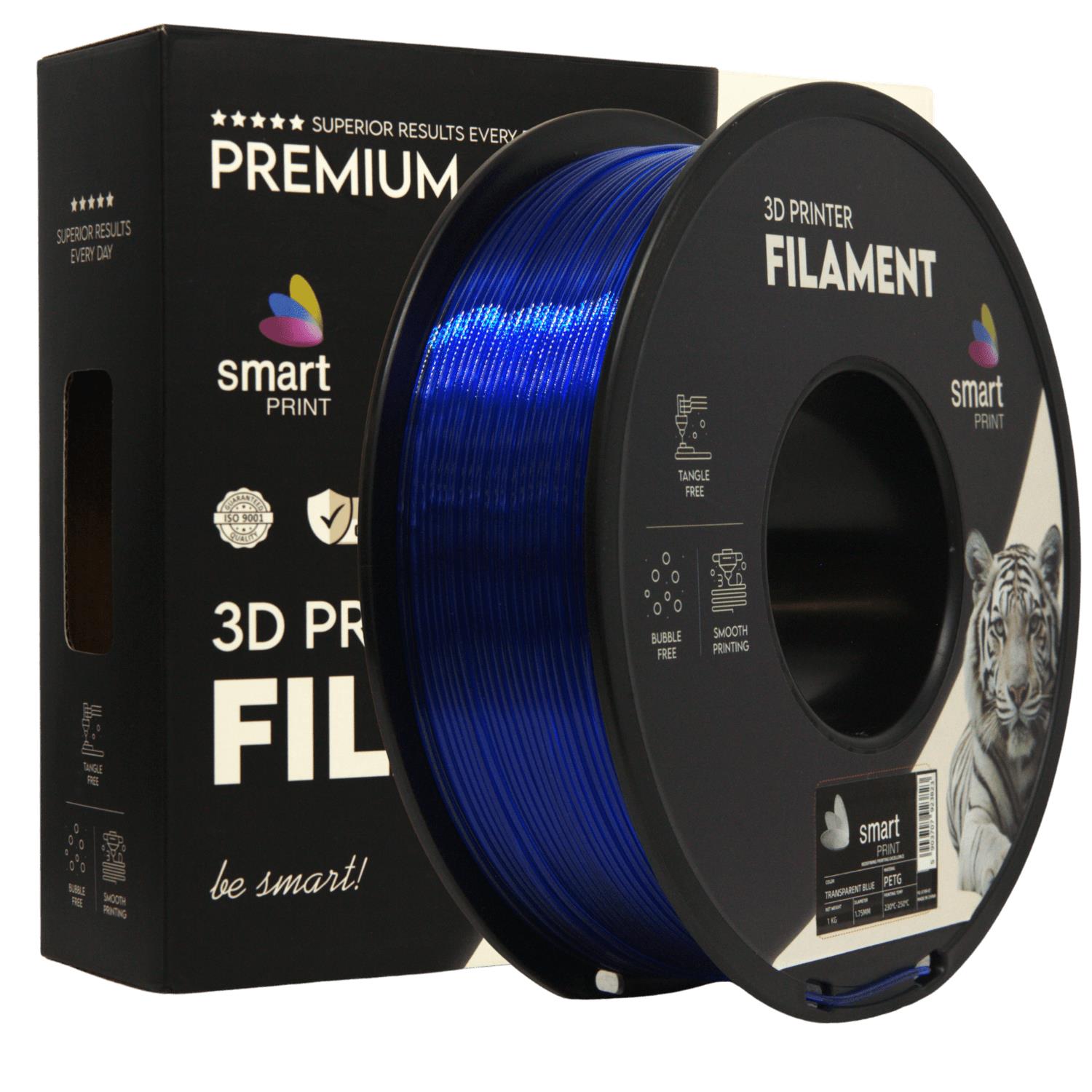 PETG-Filament transparent blau Spule, Smart Print, 1,75 mm